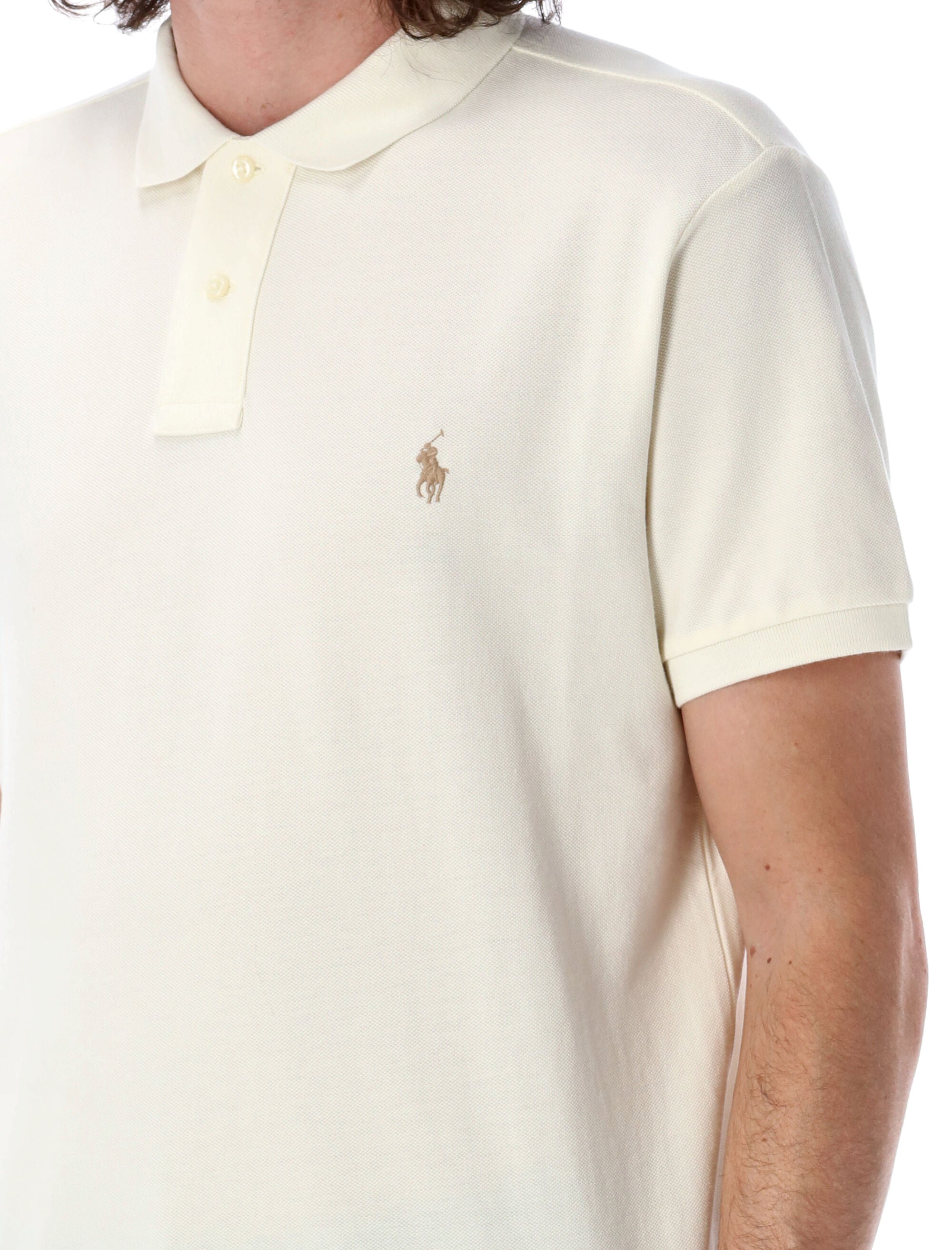 Polo Ralph Lauren slim-fit cotton piqué shirt Cream Tshirt