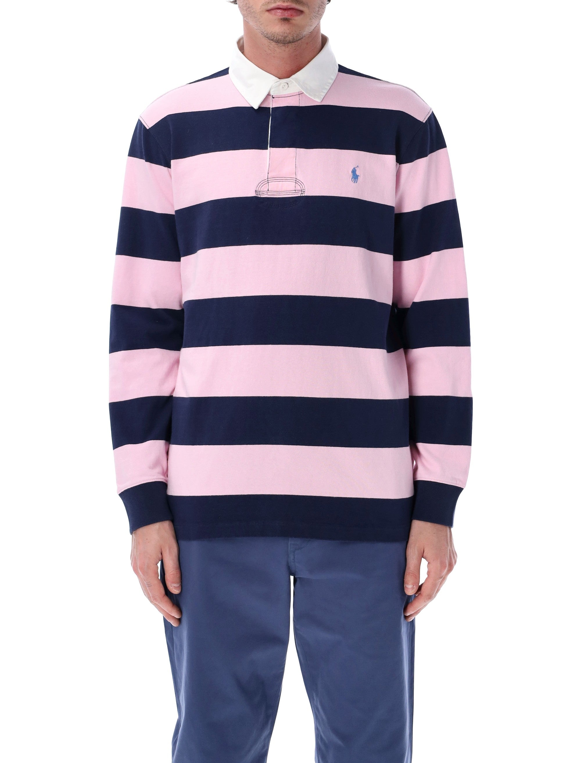 Polo Ralph Lauren Iconic Rugby Shirt Navy Pink Cotton Tshirt