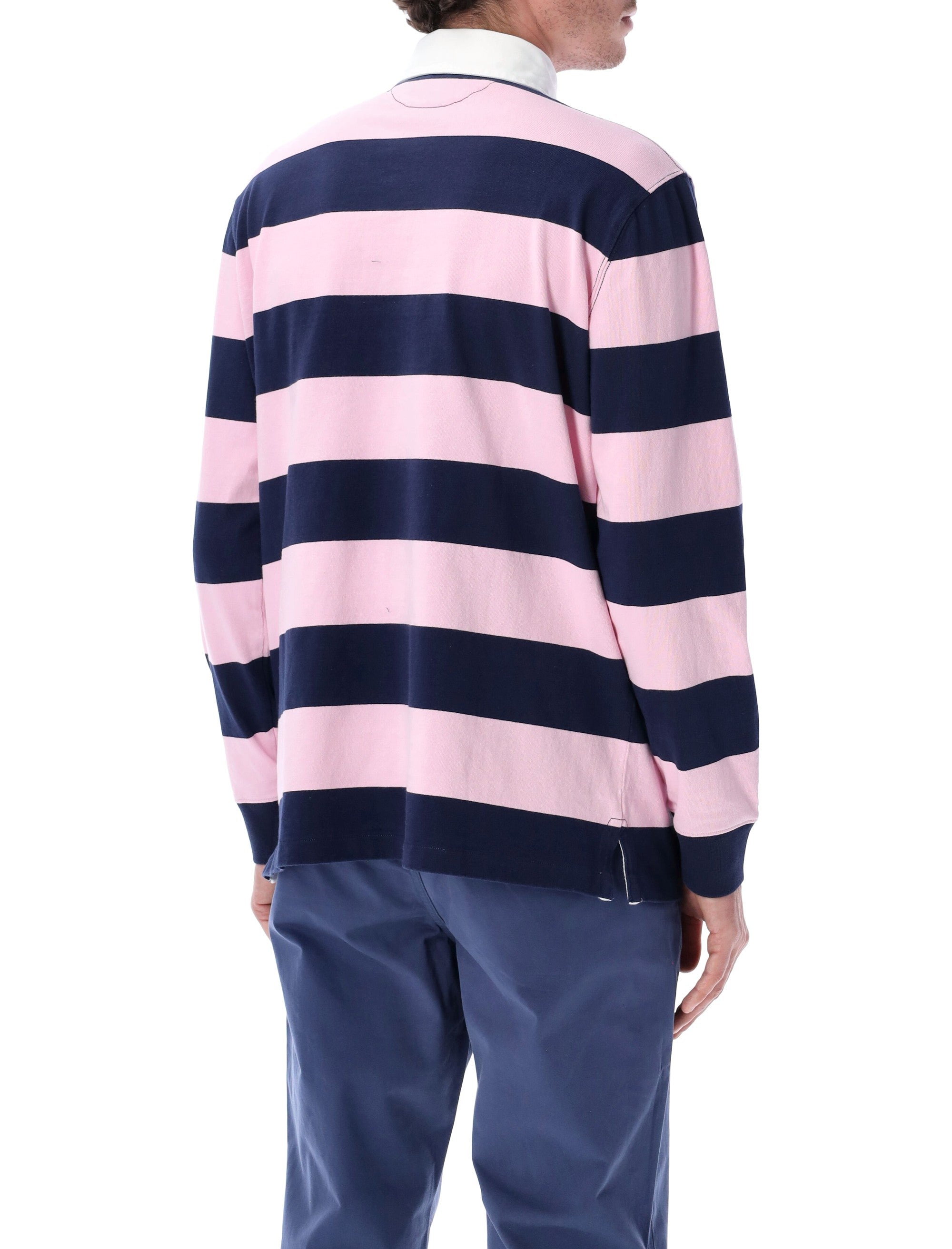 Polo Ralph Lauren Iconic Rugby Shirt Navy Pink Cotton Tshirt