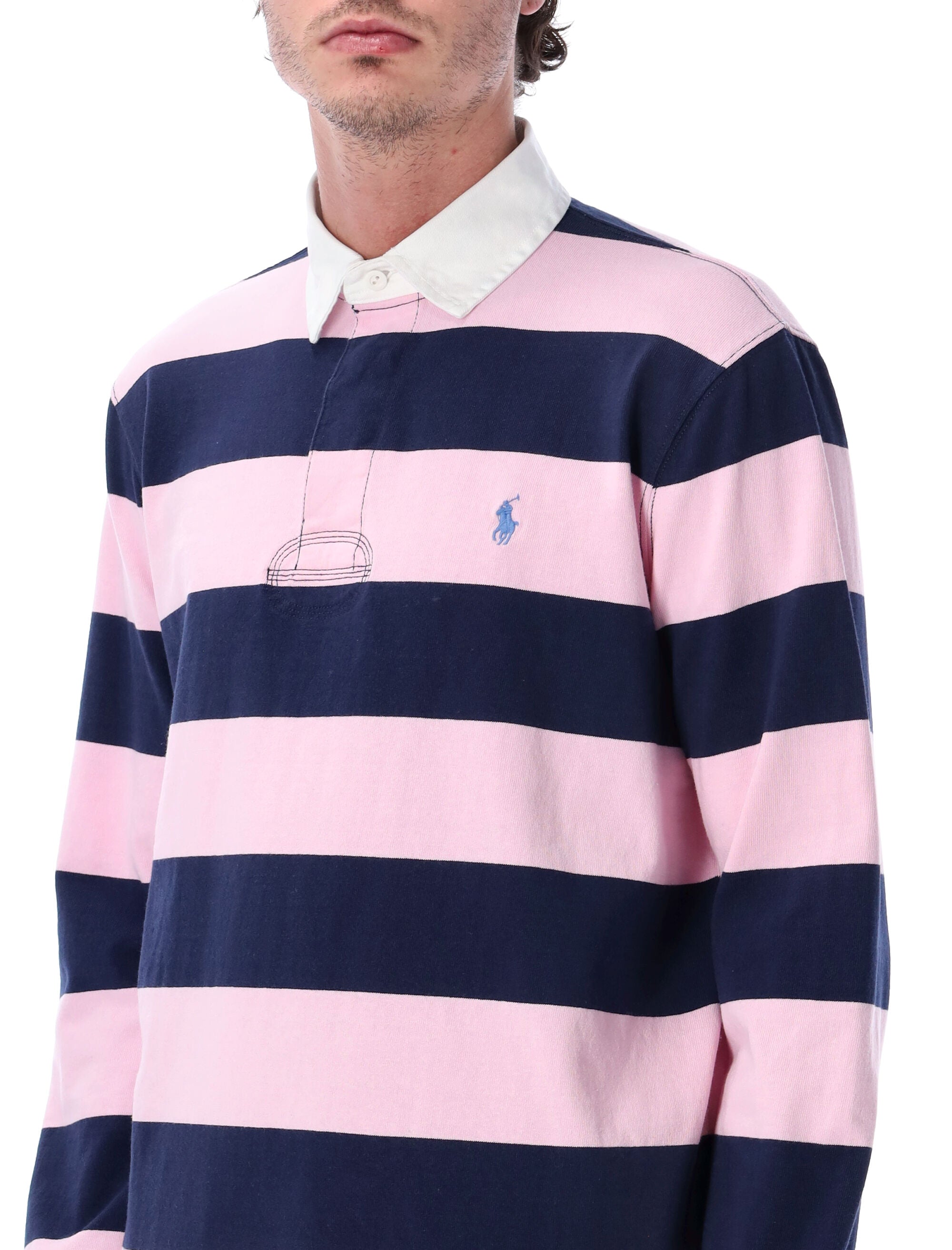 Polo Ralph Lauren Iconic Rugby Shirt Navy Pink Cotton Tshirt