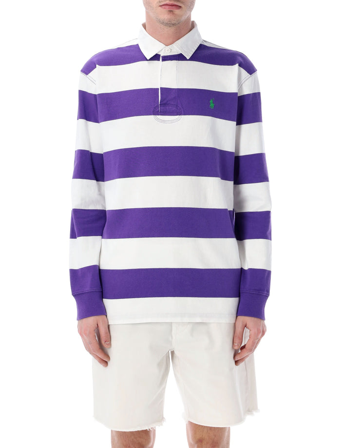 Polo Ralph Lauren Iconic Rugby Shirt White Purple Cotton Tshirt