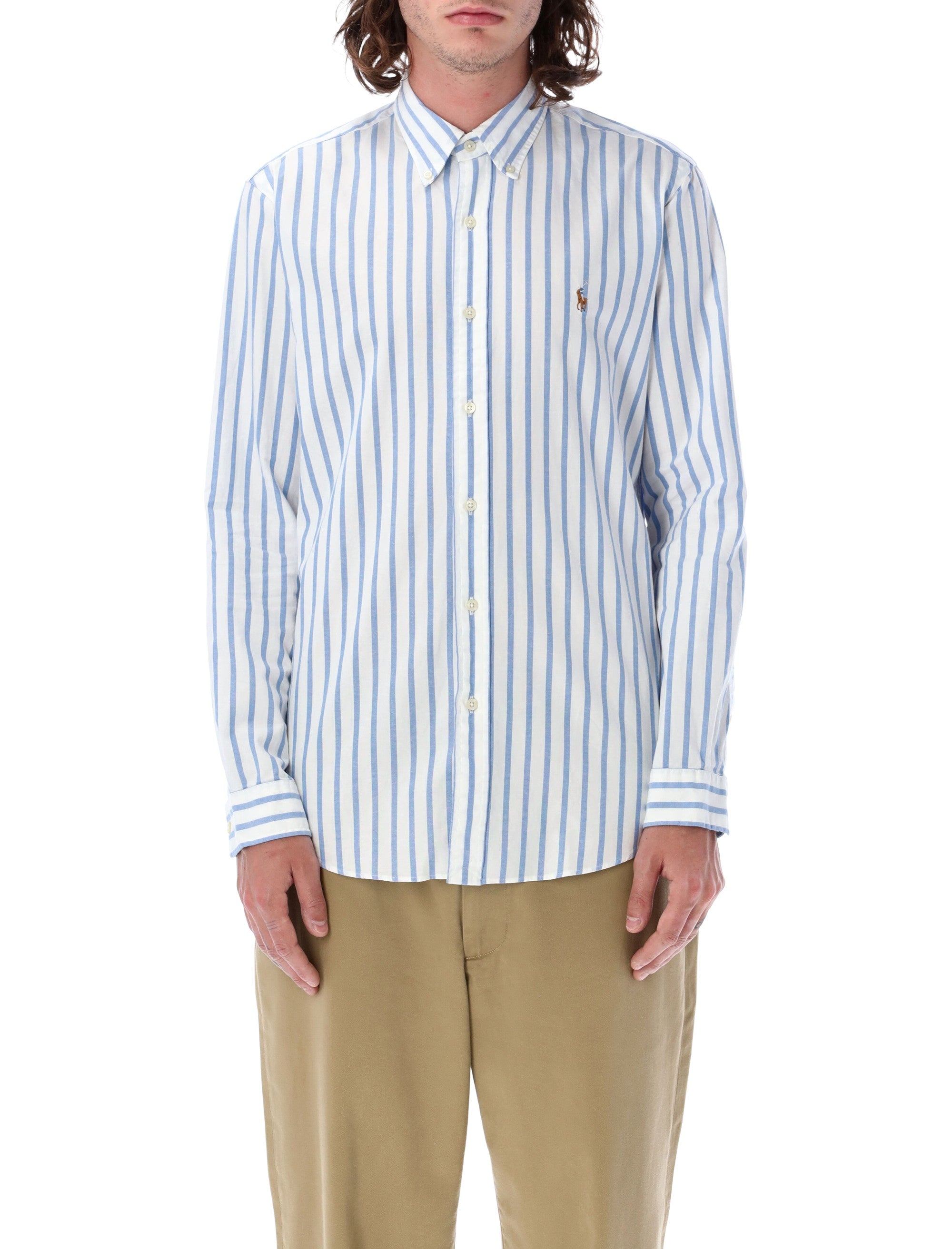 Polo Ralph Lauren Light Blue And White Striped Cotton Shirt Lt
