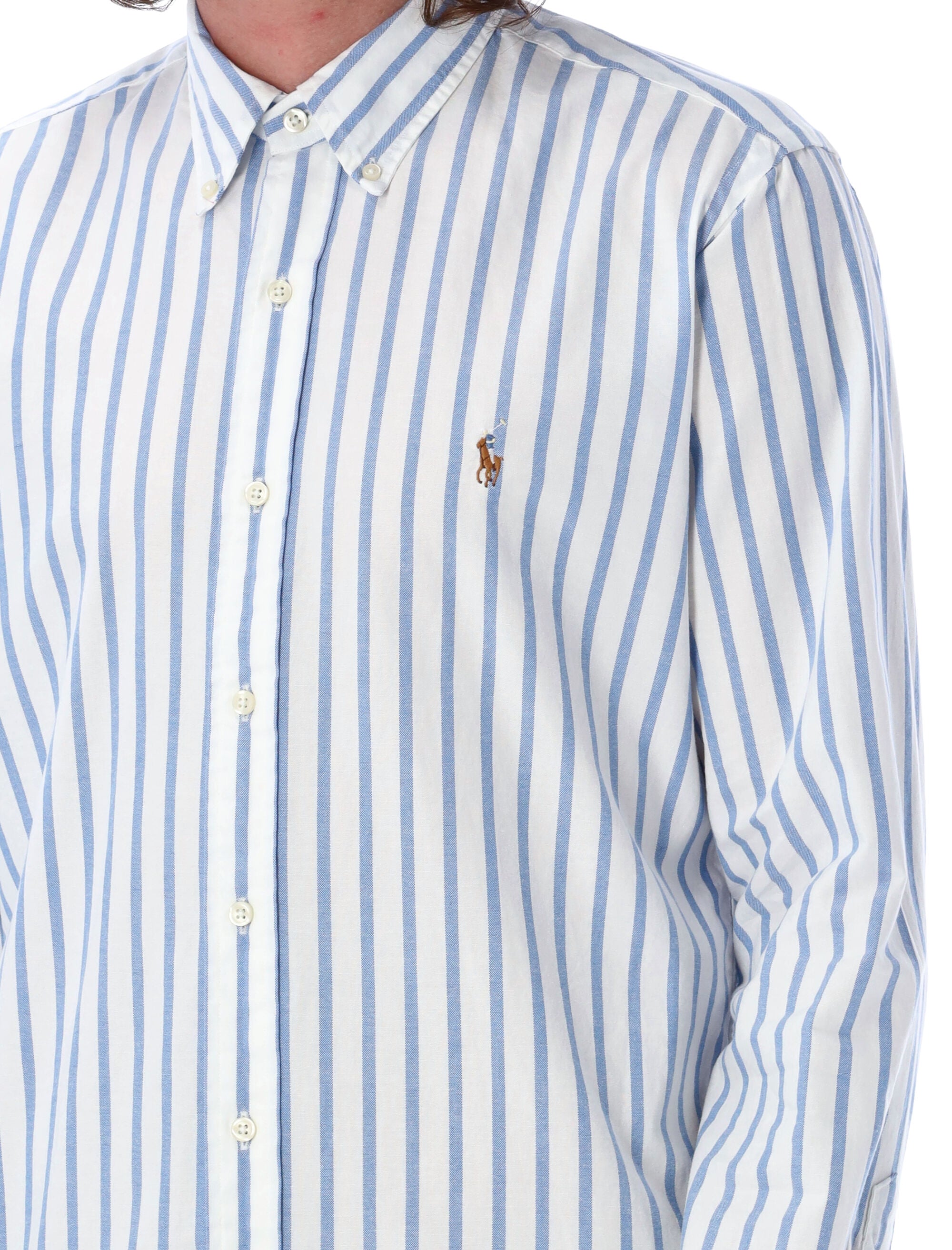 Polo Ralph Lauren Light Blue And White Striped Cotton Shirt Lt