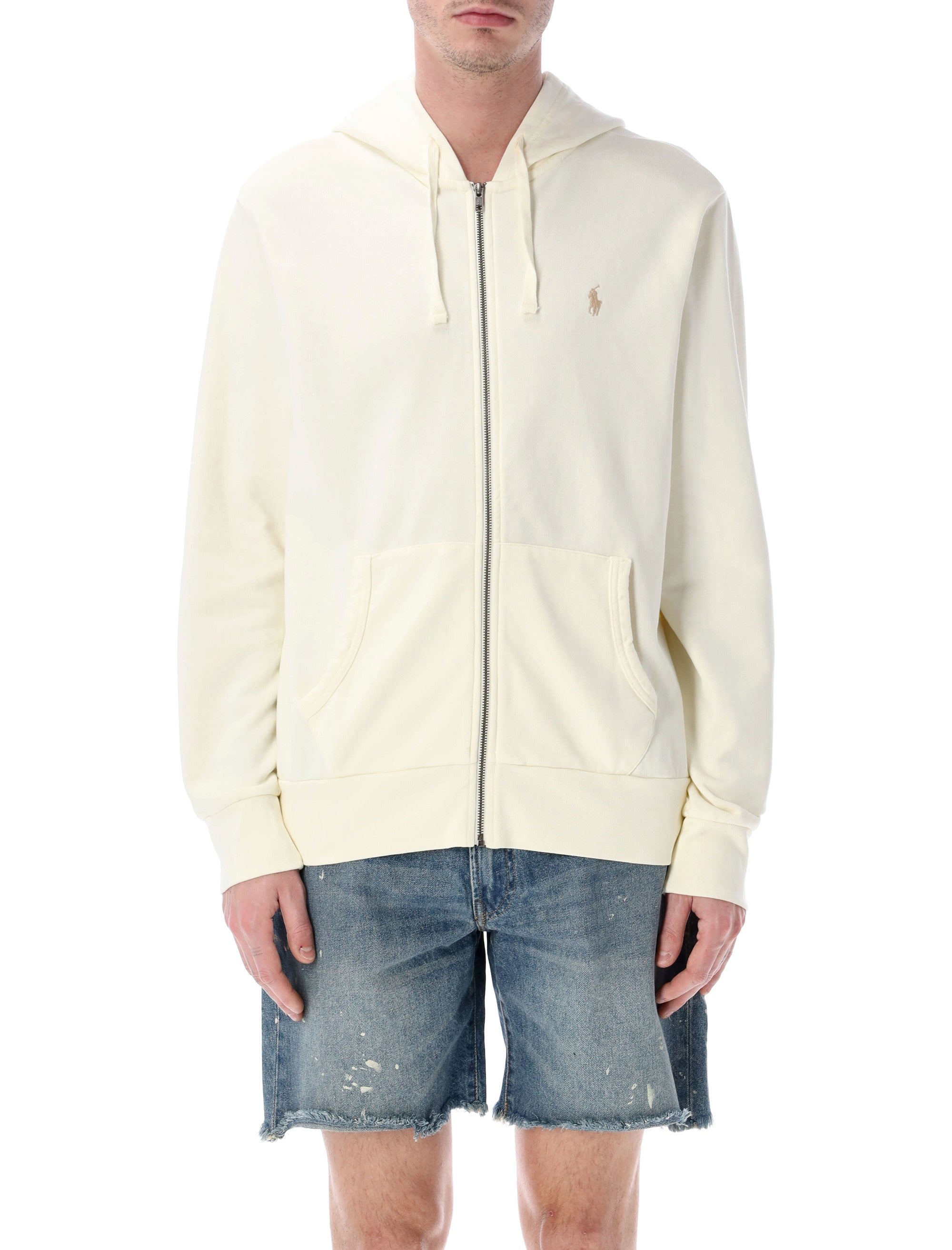 Polo Ralph Lauren Cotton Zip Hoodie Cream Sweatshirt