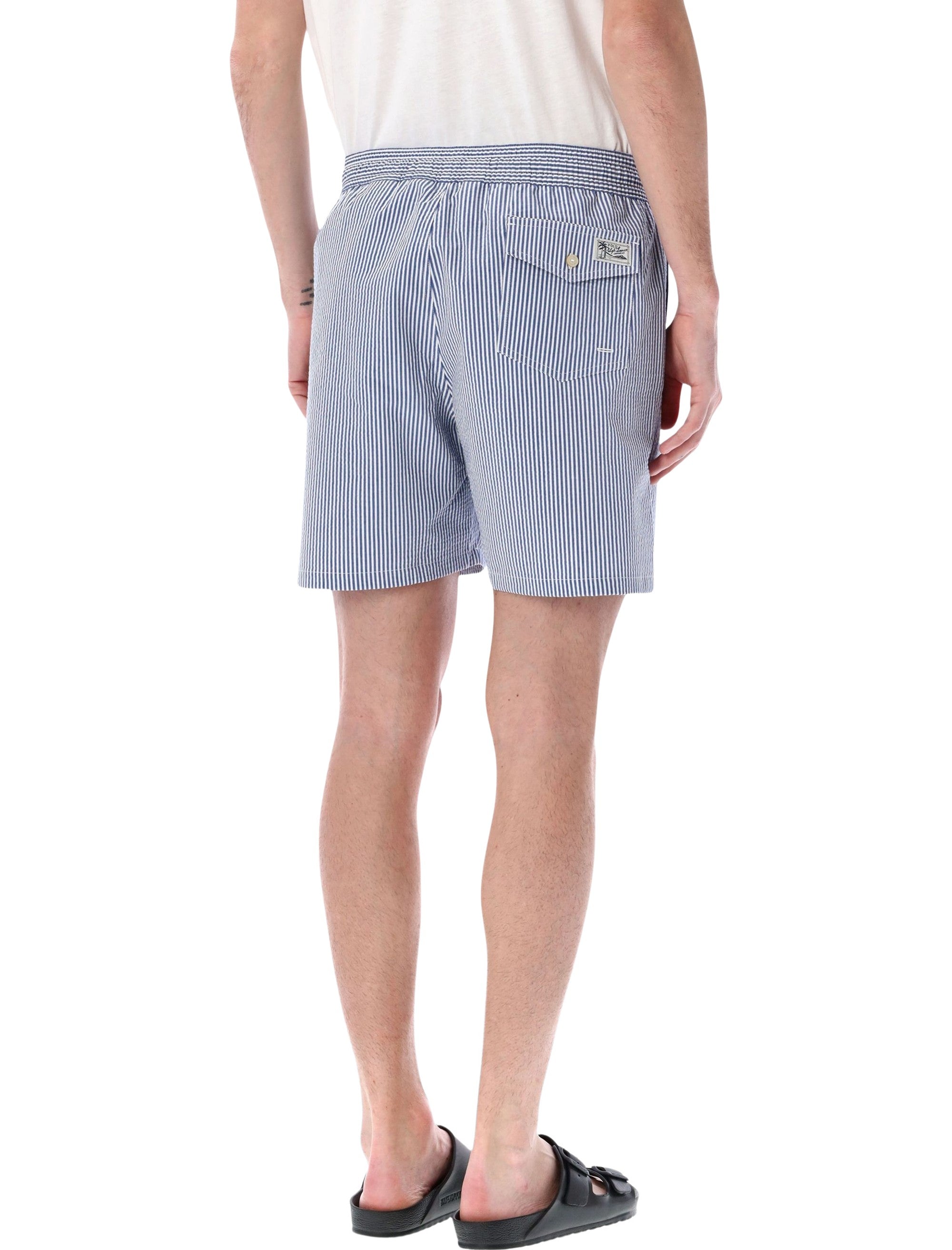 Polo Ralph Lauren striped Traveller swim shorts White Navy Cotton Swimwear