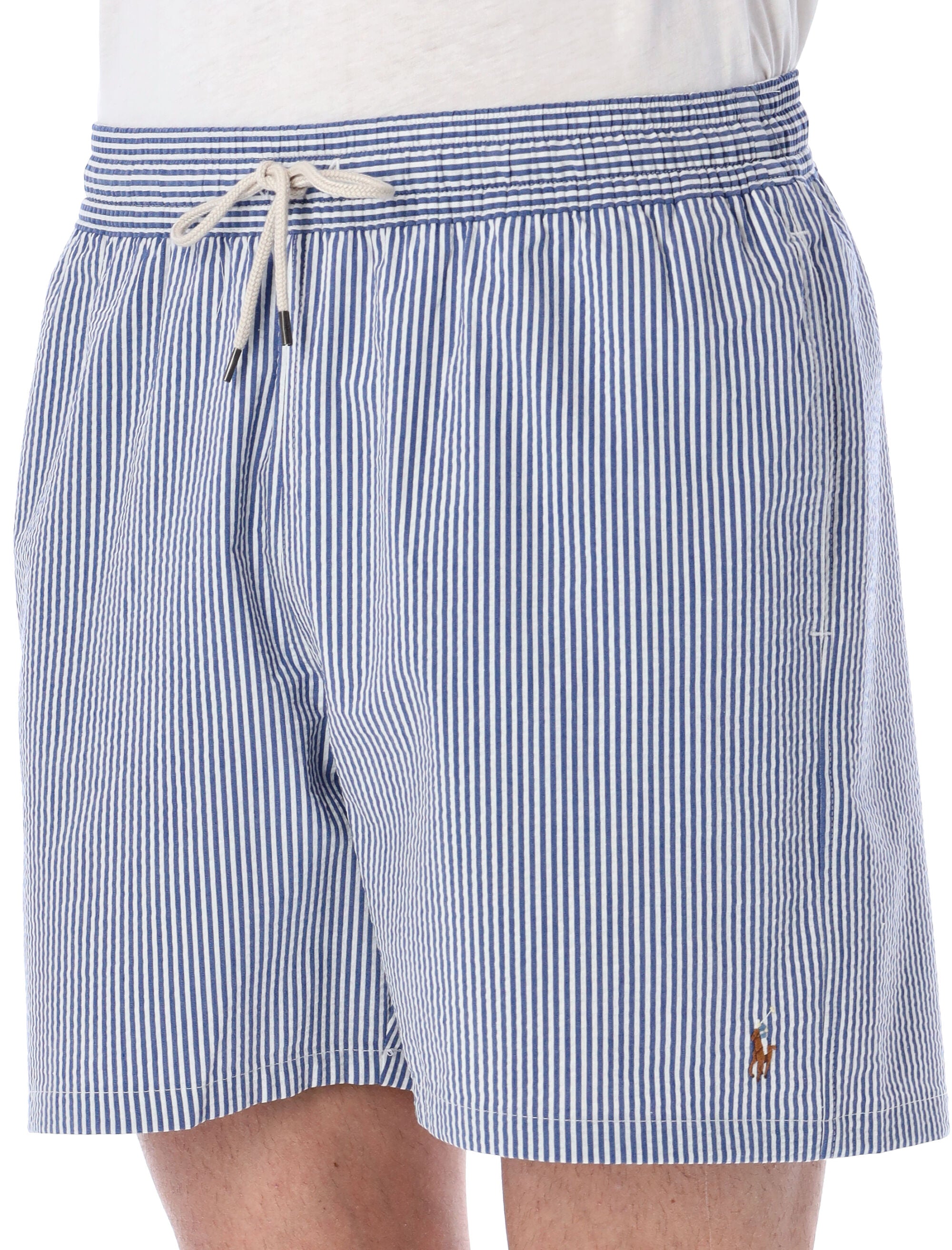 Polo Ralph Lauren striped Traveller swim shorts White Navy Cotton Swimwear