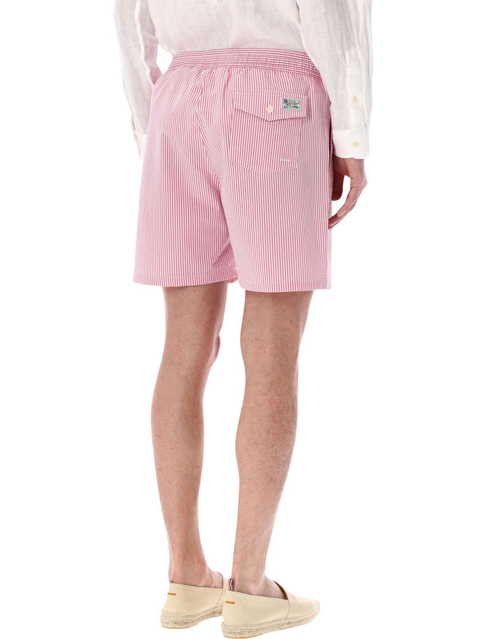 Polo Ralph Lauren striped Traveller swim shorts White Pink Cotton Swimwear
