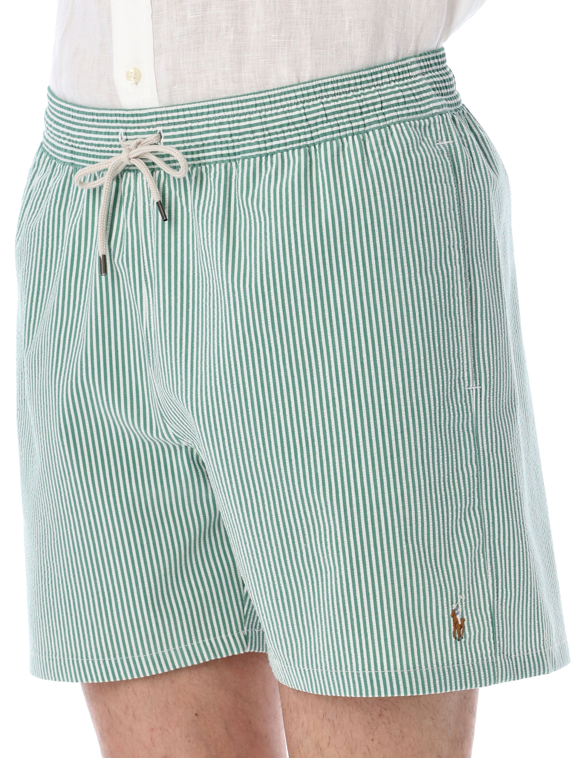 Polo Ralph Lauren striped Traveller swim shorts White Green Cotton Swimwear