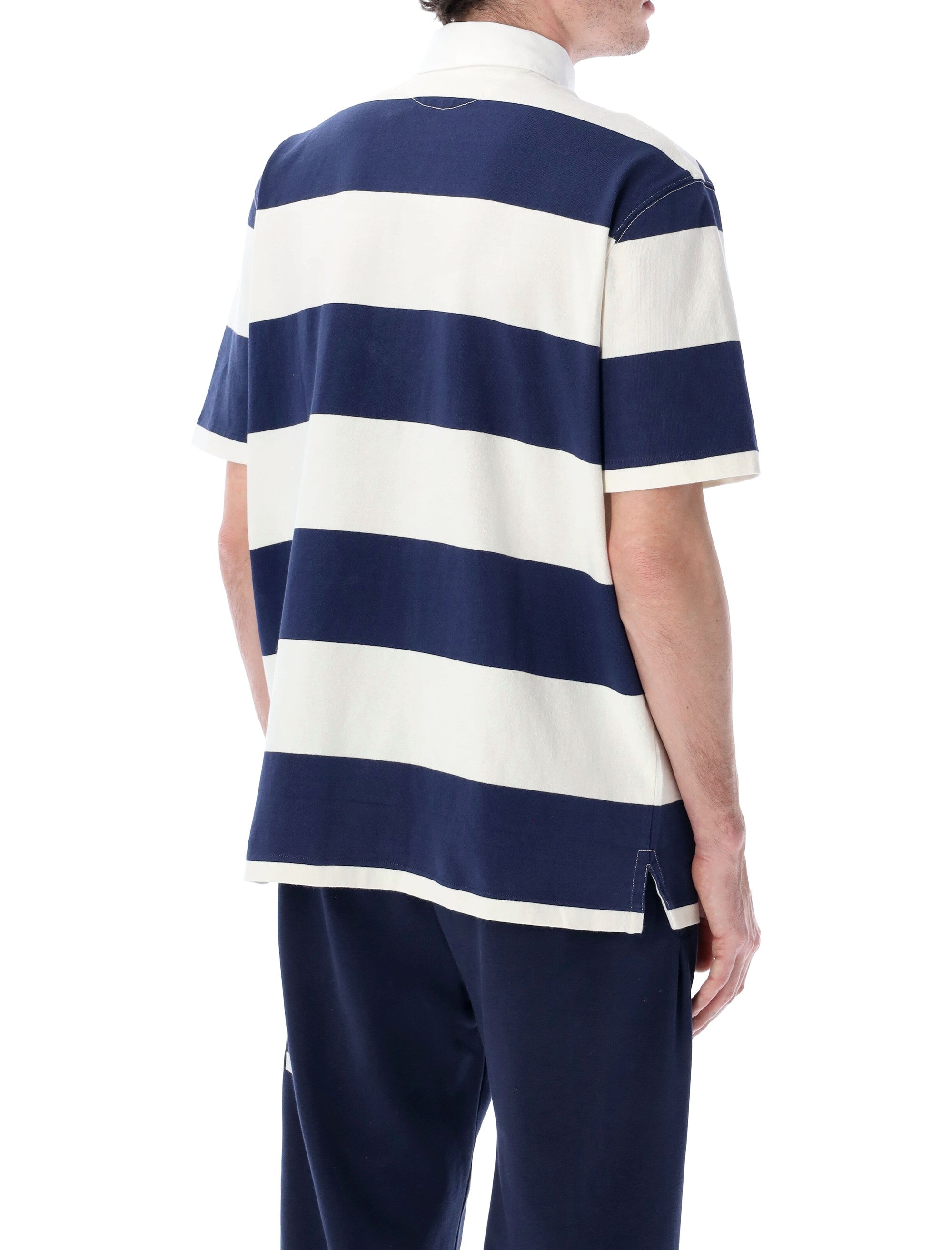 Polo Ralph Lauren striped Rugby shirt White Navy Cotton Tshirt