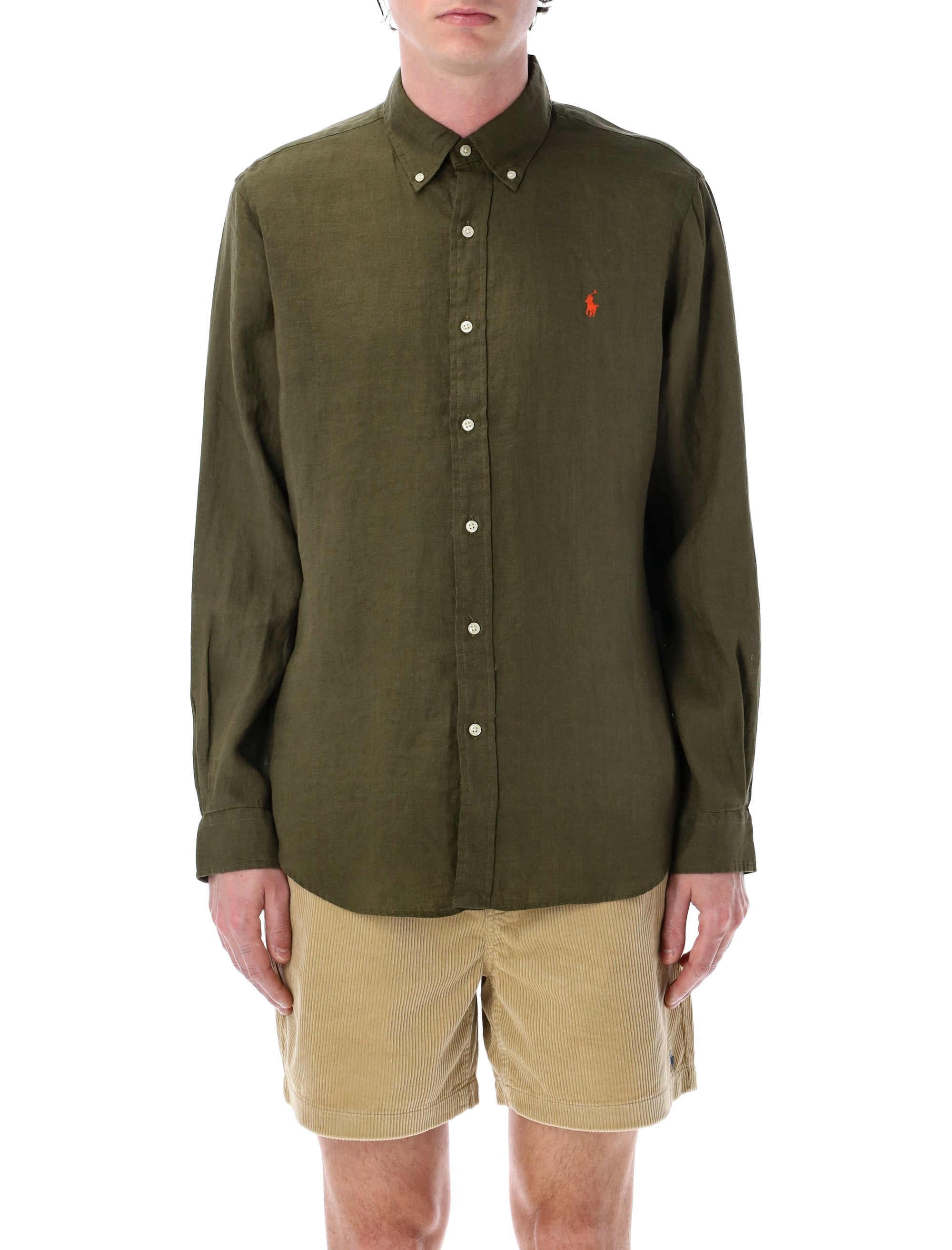Polo Ralph Lauren custom-fit linen shirt Olive