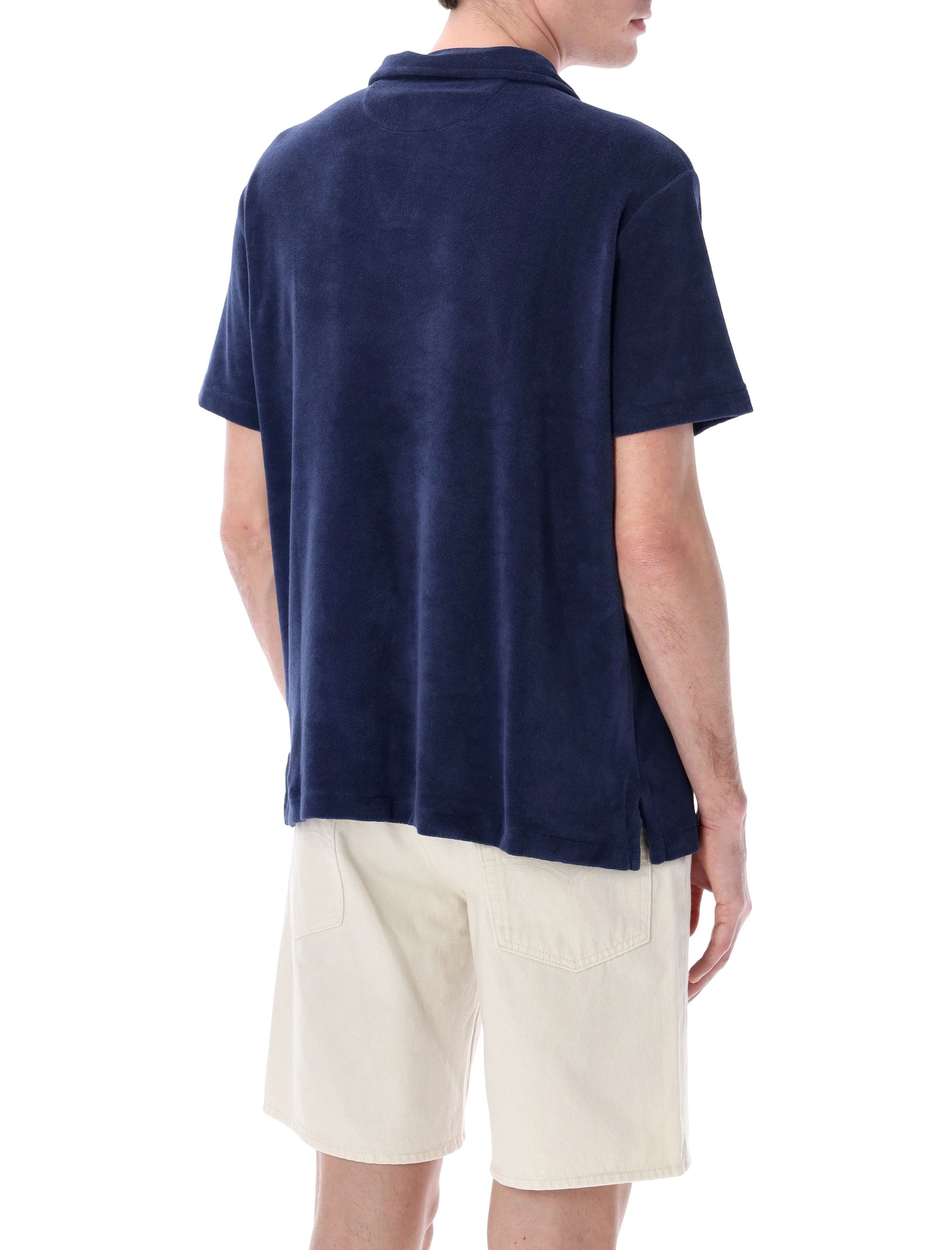 Polo Ralph Lauren Terry shirt with pocket Navy Cotton Tshirt