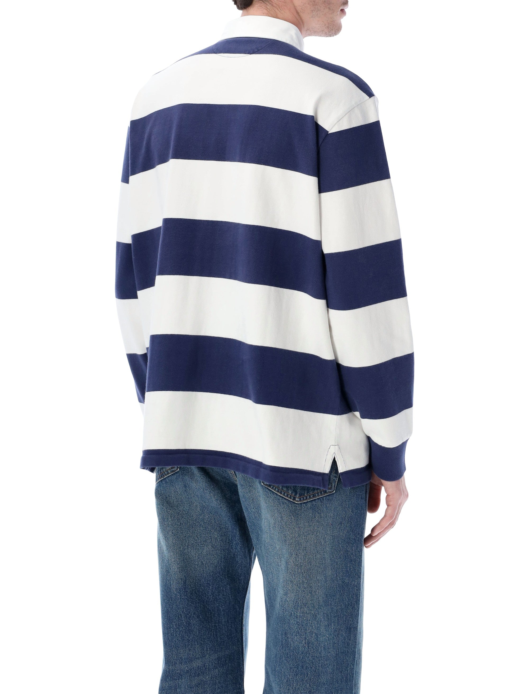 Polo Ralph Lauren Classic Rugby Shirt White Navy Cotton T-shirt