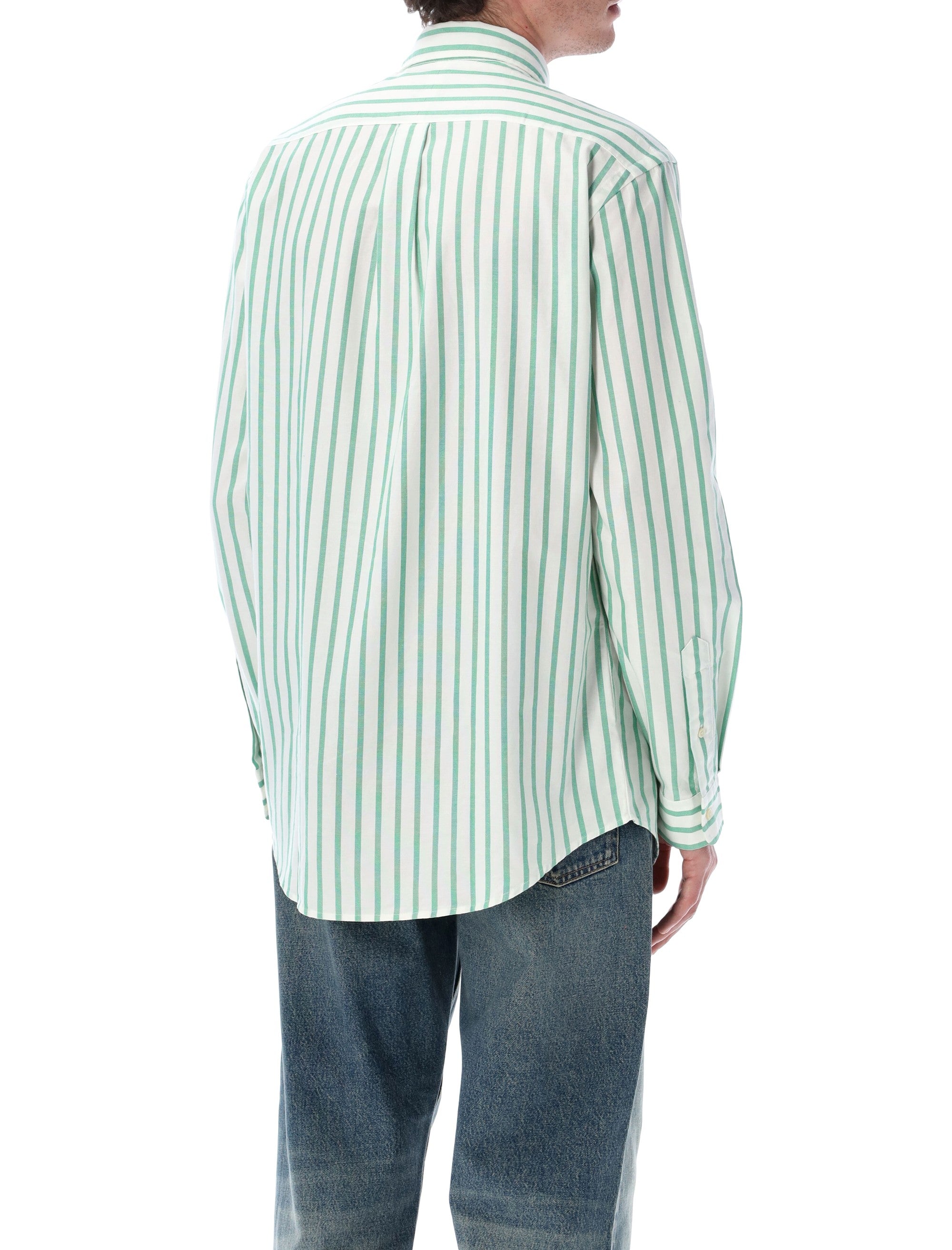 Polo Ralph Lauren custom fit striped Oxford shirt White Green Cotton