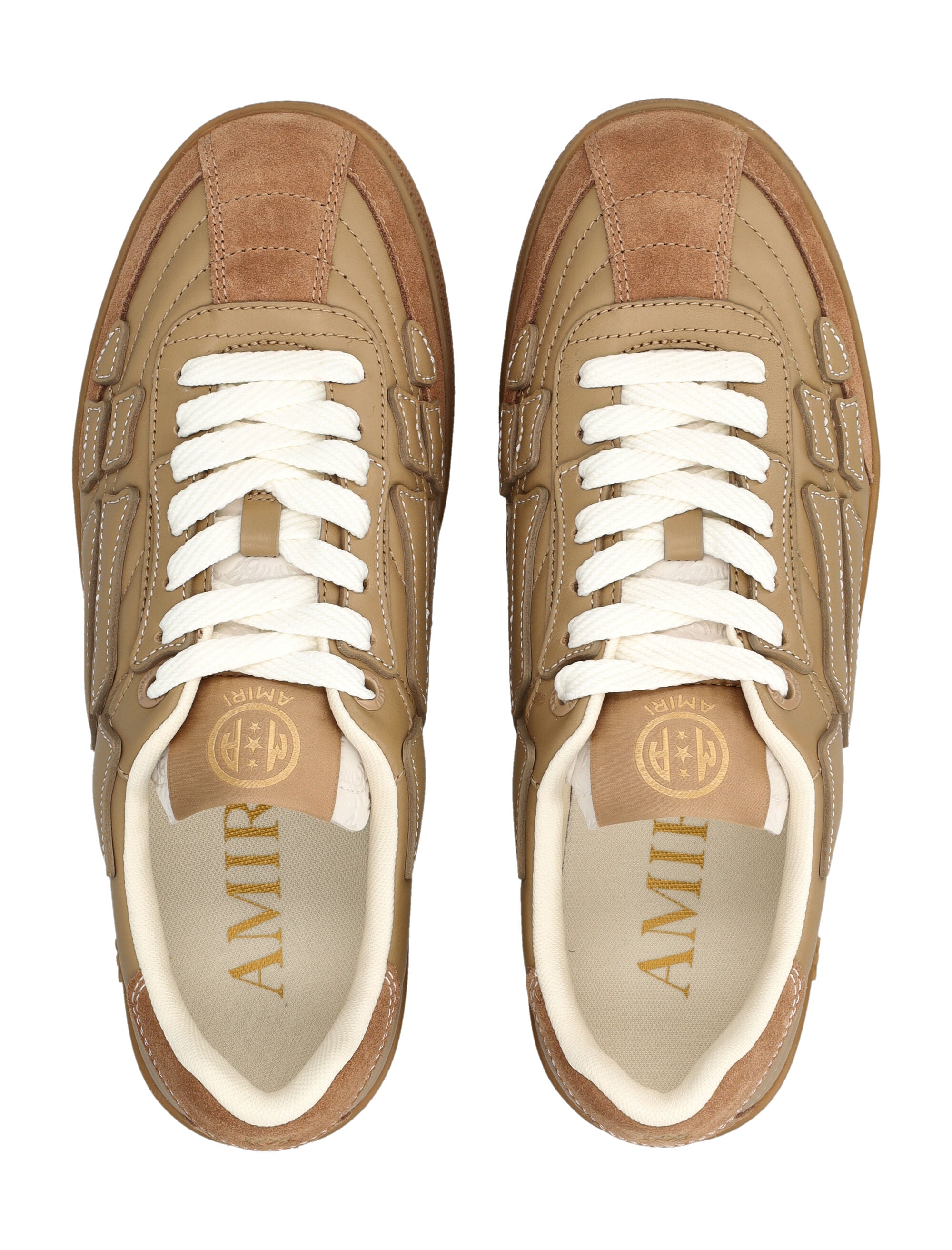 Amiri Pacific Bones Leather Sneakers Brown Upper