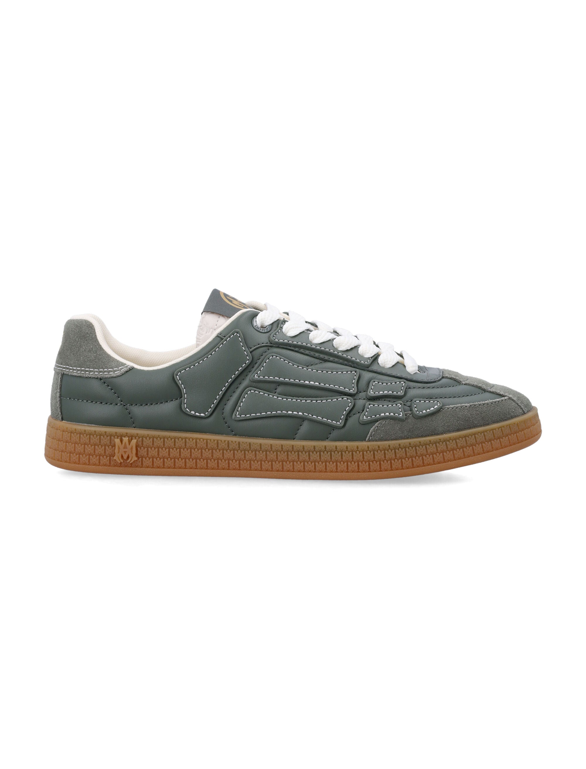 Amiri Pacific Bones Leather Sneakers Dark Sage Upper