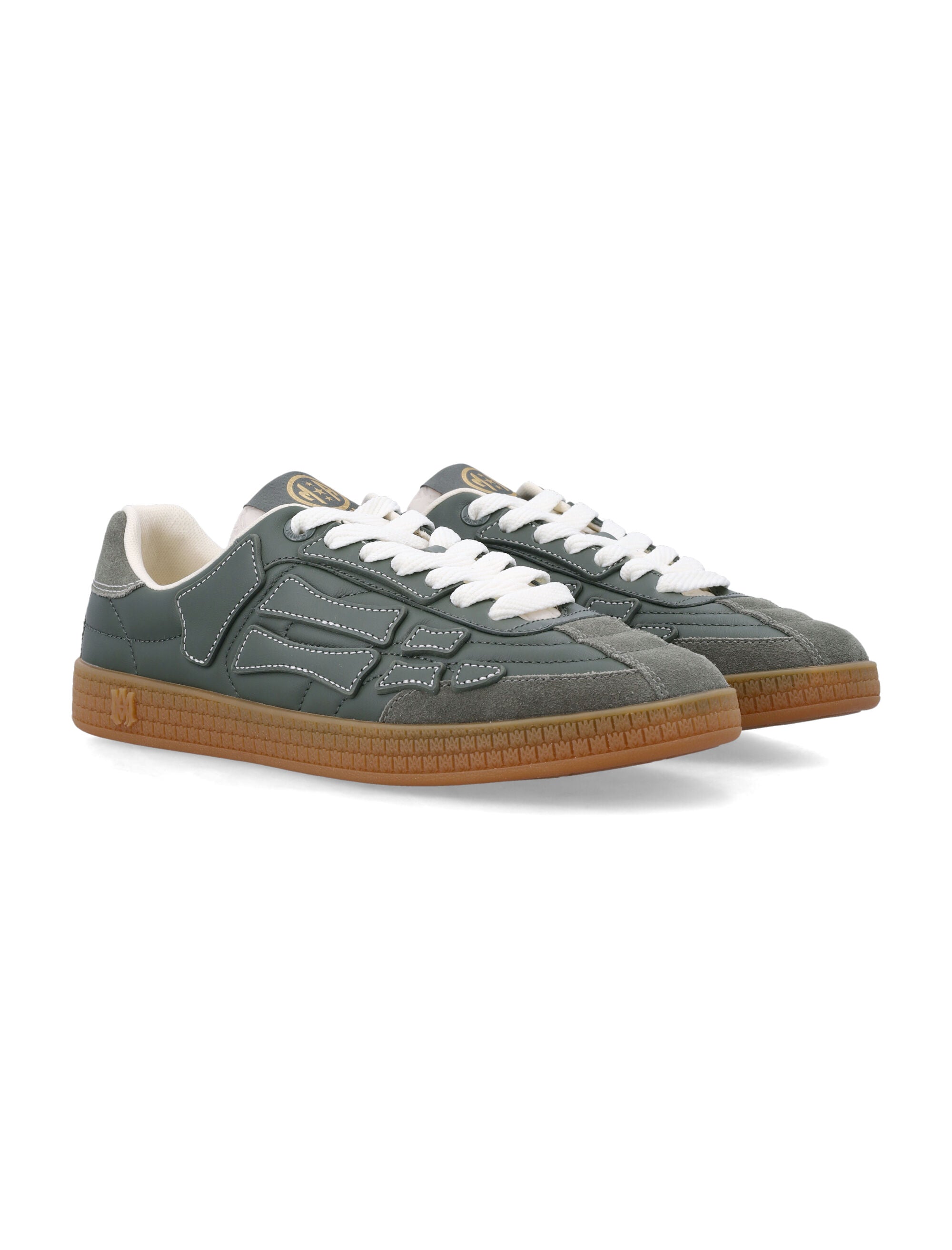 Amiri Pacific Bones Leather Sneakers Dark Sage Upper