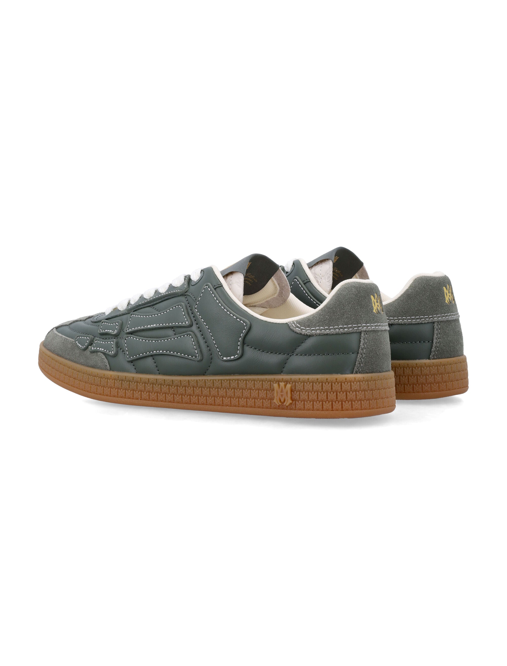 Amiri Pacific Bones Leather Sneakers Dark Sage Upper