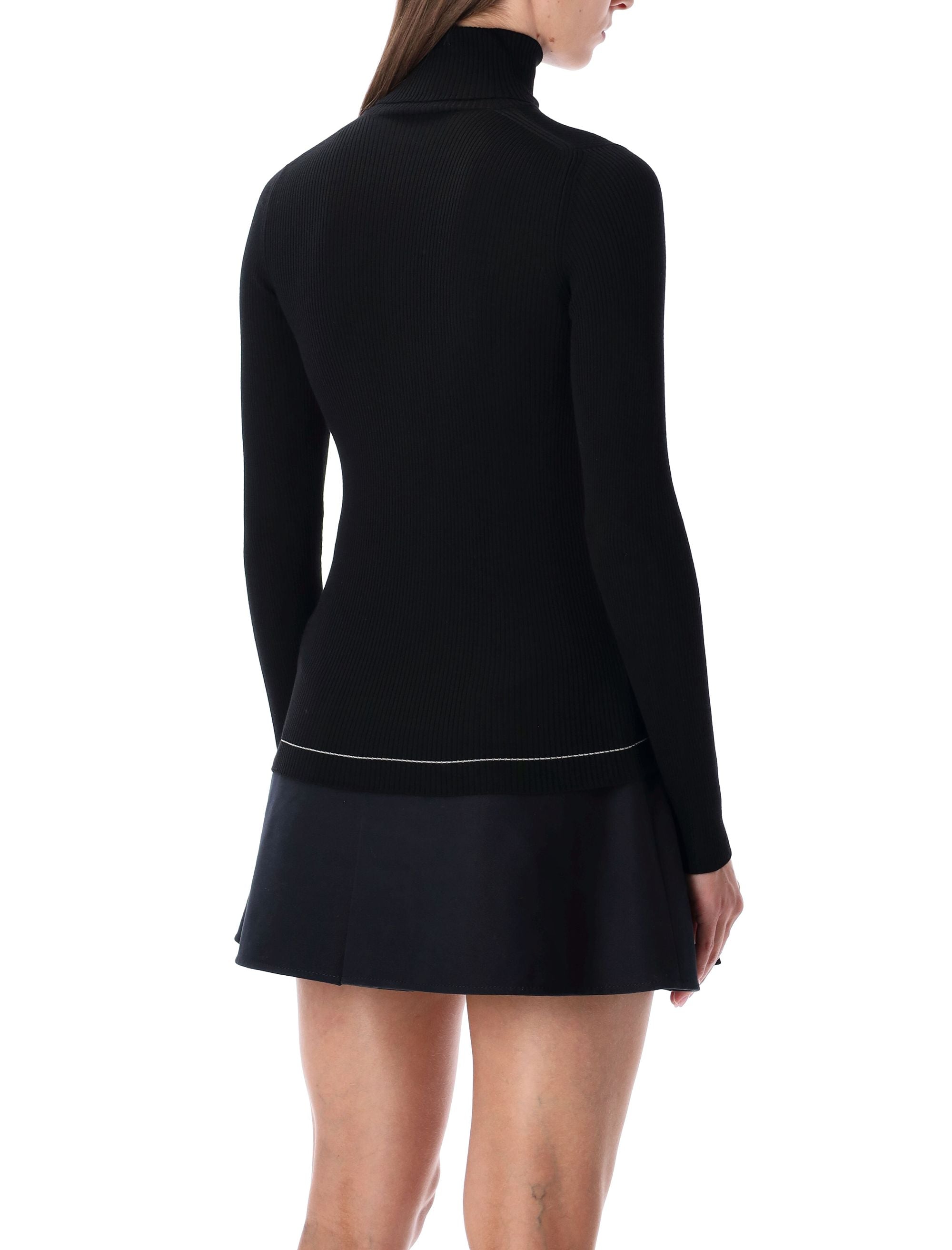 Moncler Wool Polo Neck Jumper Black Virgin Sweater