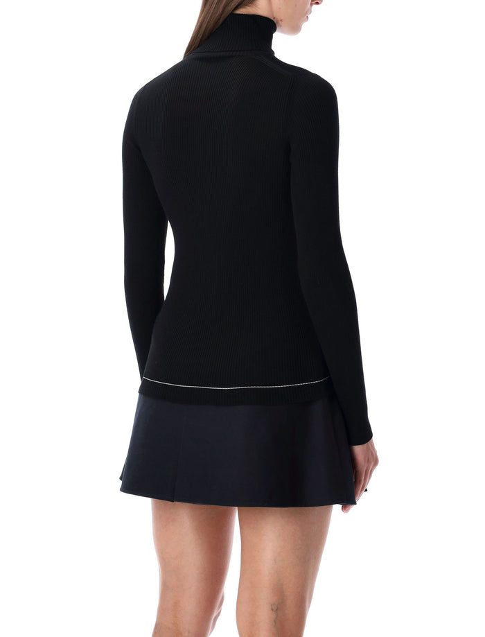 Moncler Wool Polo Neck Jumper Black Virgin Sweater