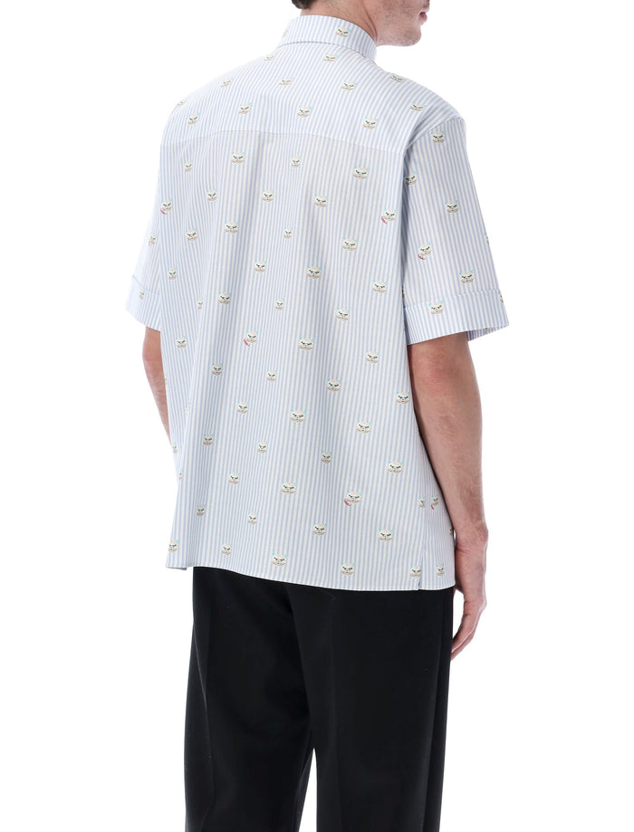 Valentino Garavani Oxford shirt with Le Chat de la Maison print Fdo Celeste/bianco St.gattino Cotton