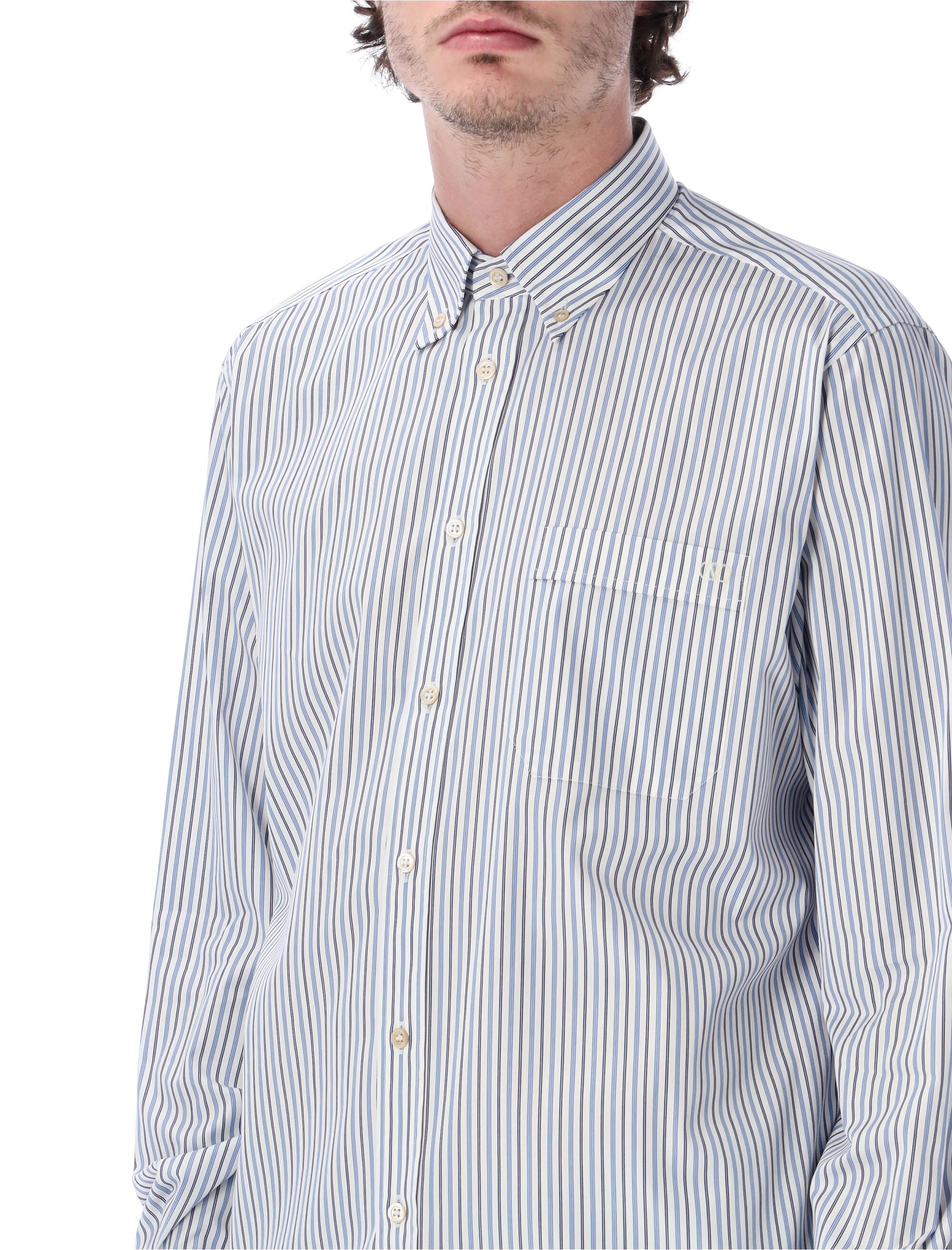 Valentino Garavani striped cotton shirt Ivory/blue Stripes