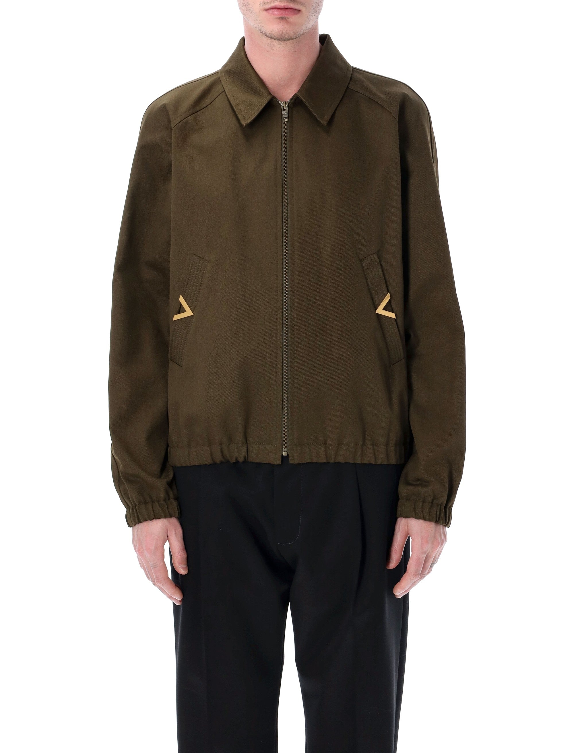 Valentino Garavani cotton jacket with VGold details Militare Lining