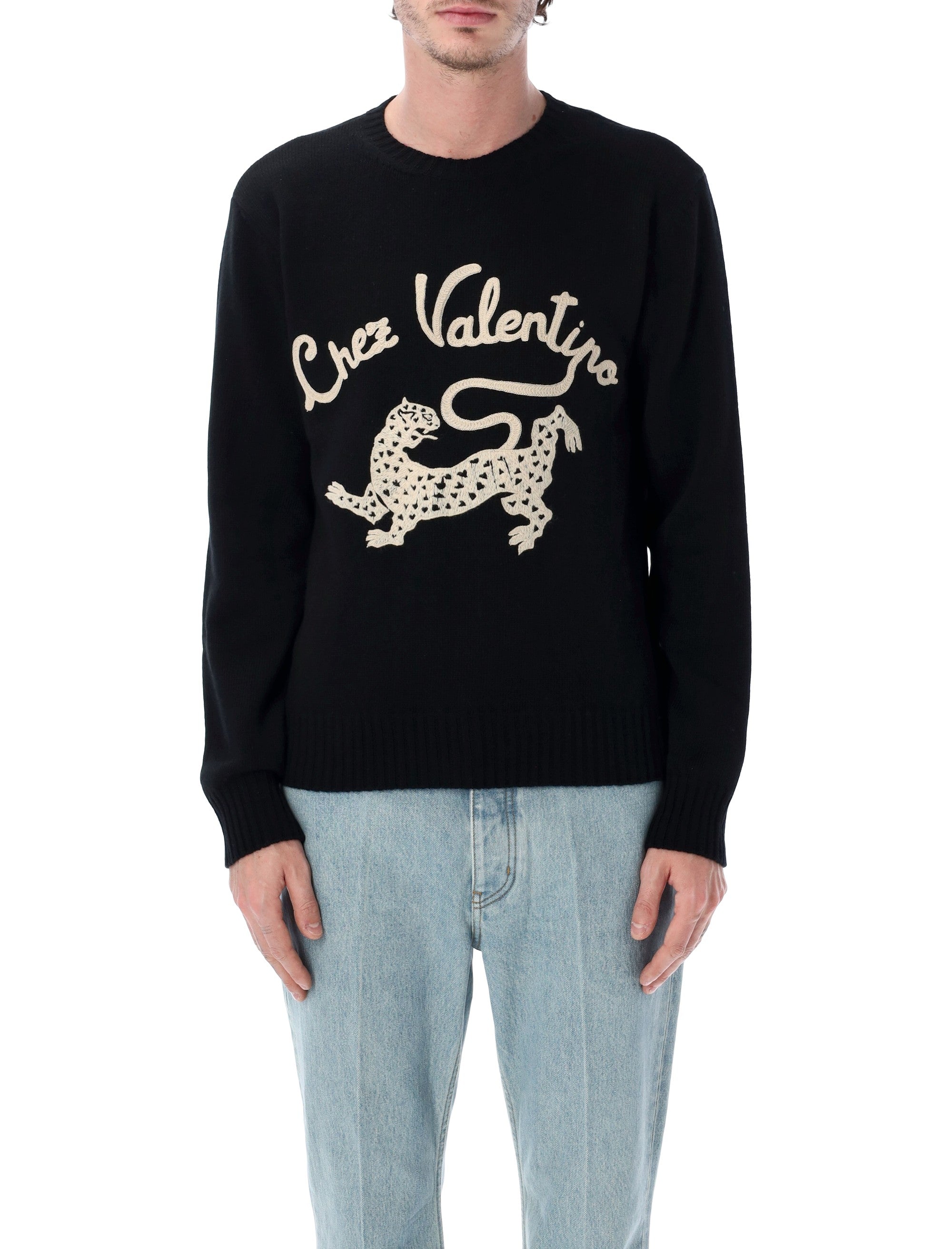 Valentino Garavani embeoidered wool jumper Black Virgin Sweater