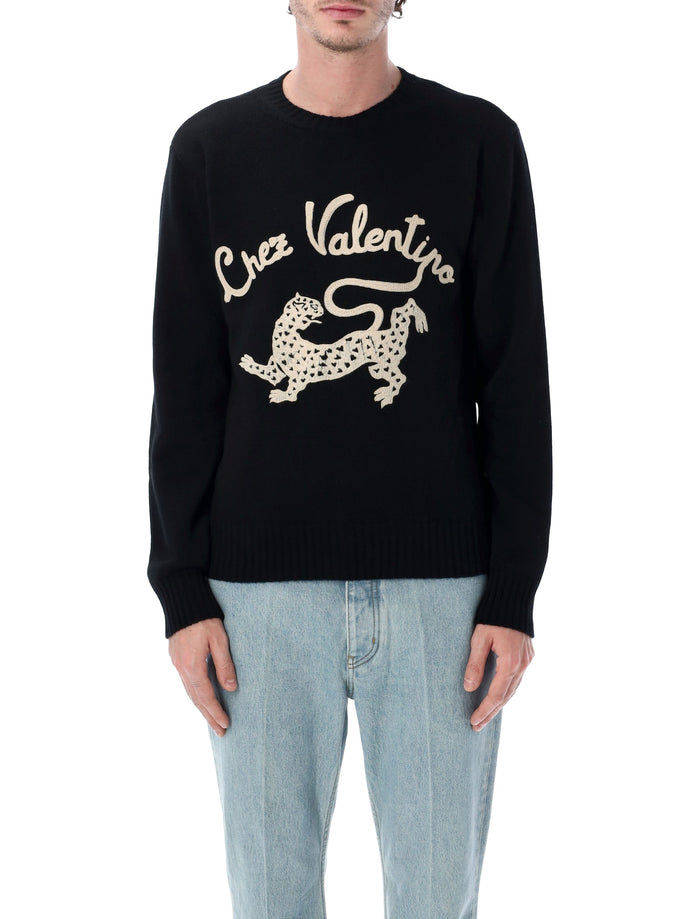 Valentino Garavani embeoidered wool jumper Black Virgin Sweater