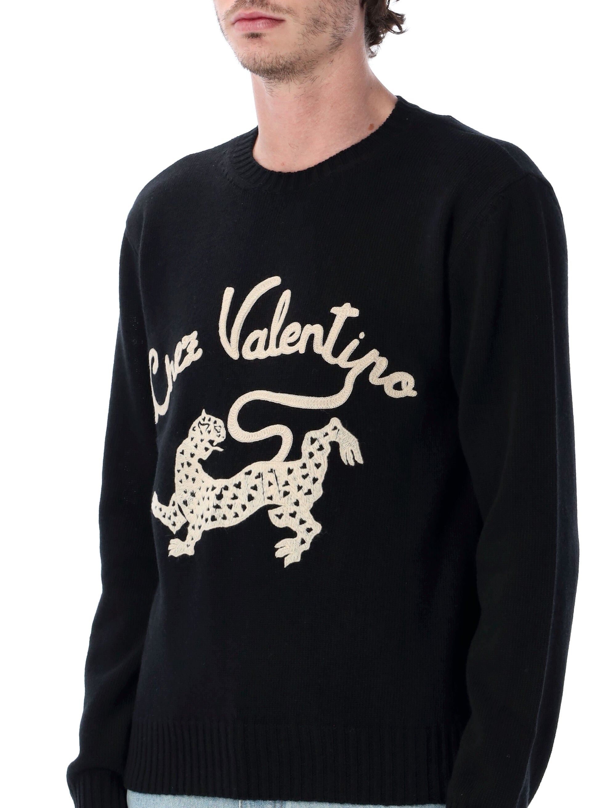 Valentino Garavani embeoidered wool jumper Black Virgin Sweater