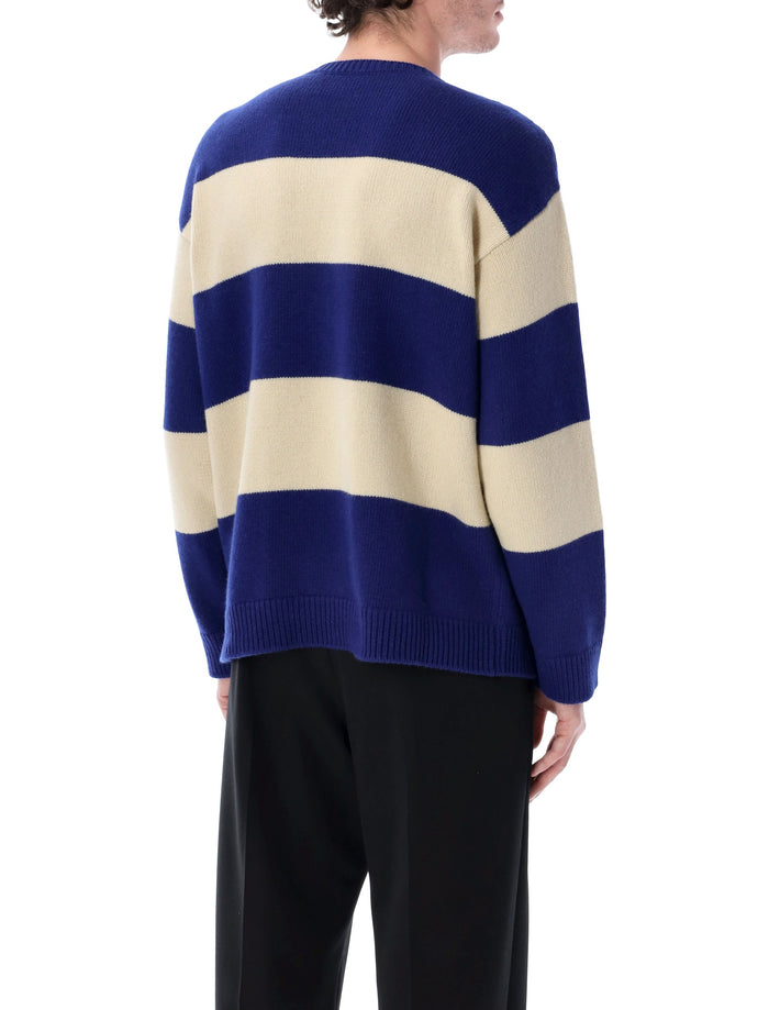 Valentino Garavani wool Panther sweater Indigo/butter Virgin