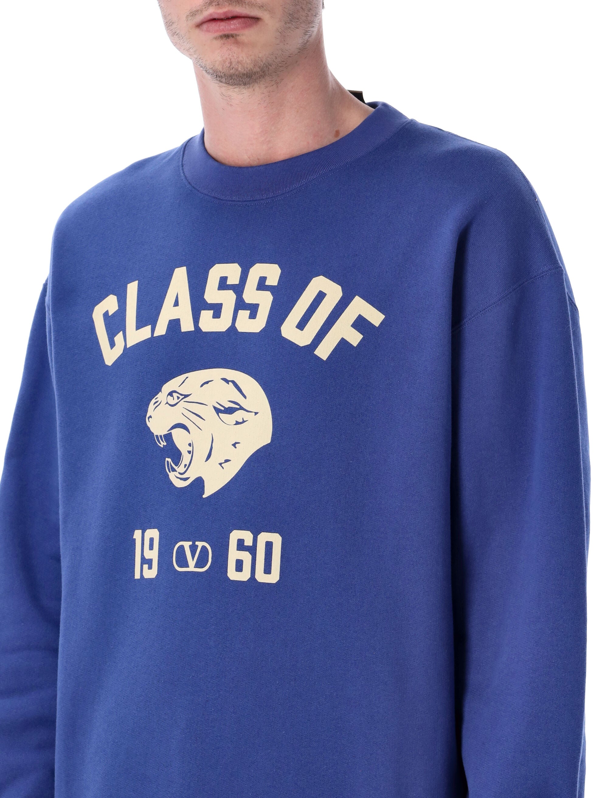 Valentino Garavani Panther print jersey sweatshirt Blu/burro Cotton