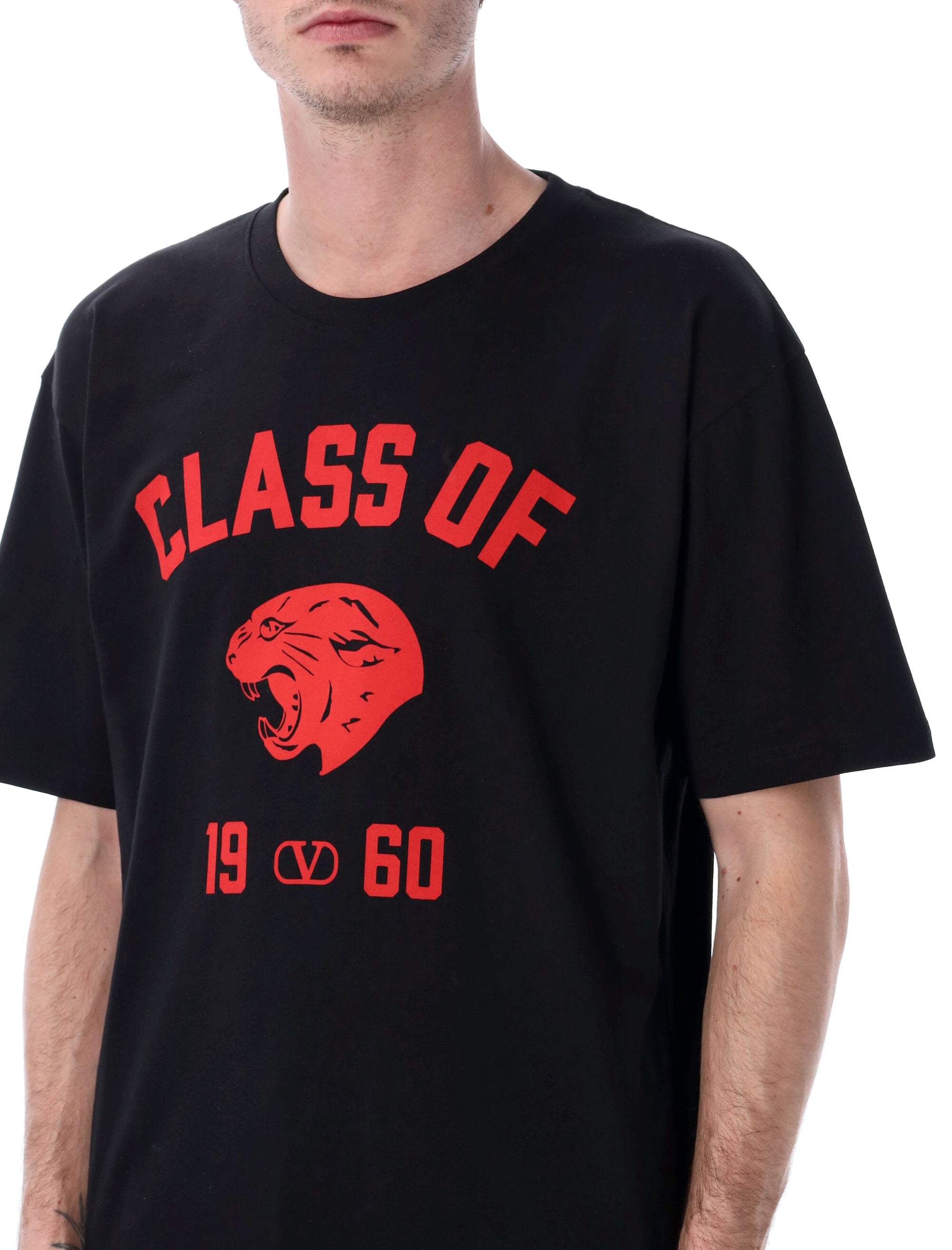 Valentino Garavani Panther print t-shirt Nero/rosso Cotton Tshirt