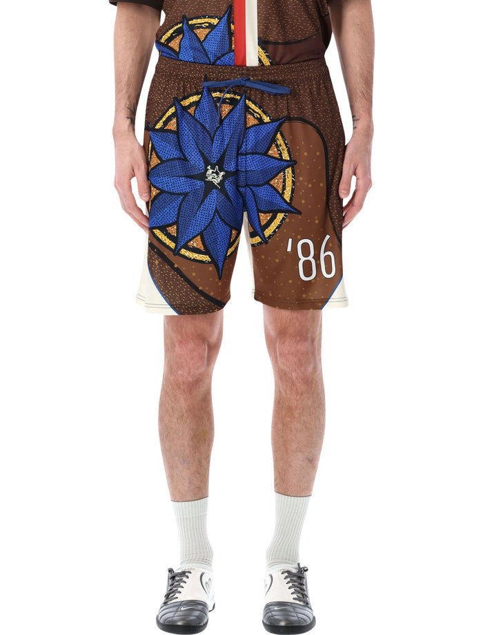 Pantofola Doro Soccer Shorts Thebe Magugu X Pdo Brown Blue Polyester