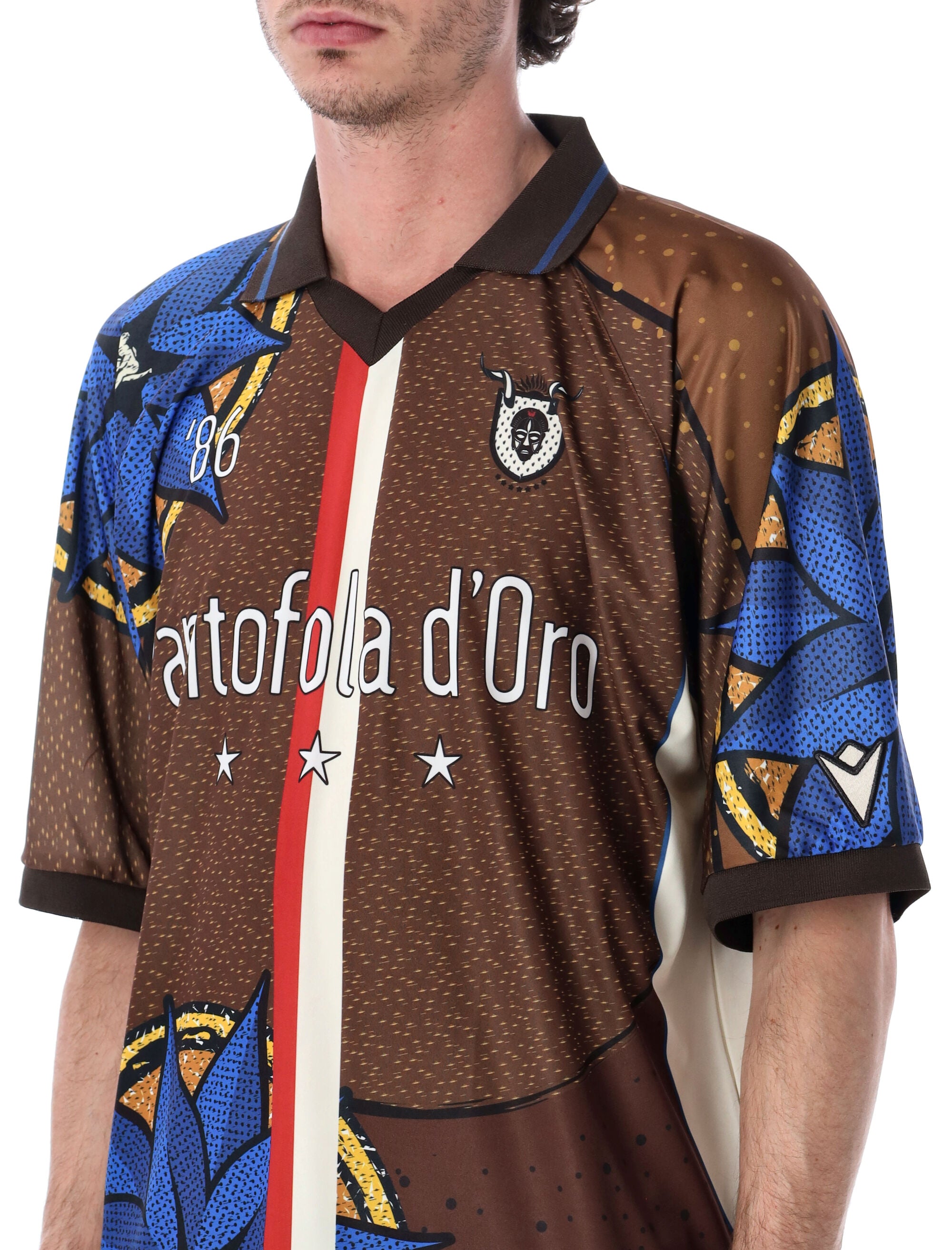 Pantofola Doro Soccer T-Shirt Thebe Magugu X Pdo Brown Blue Polyester