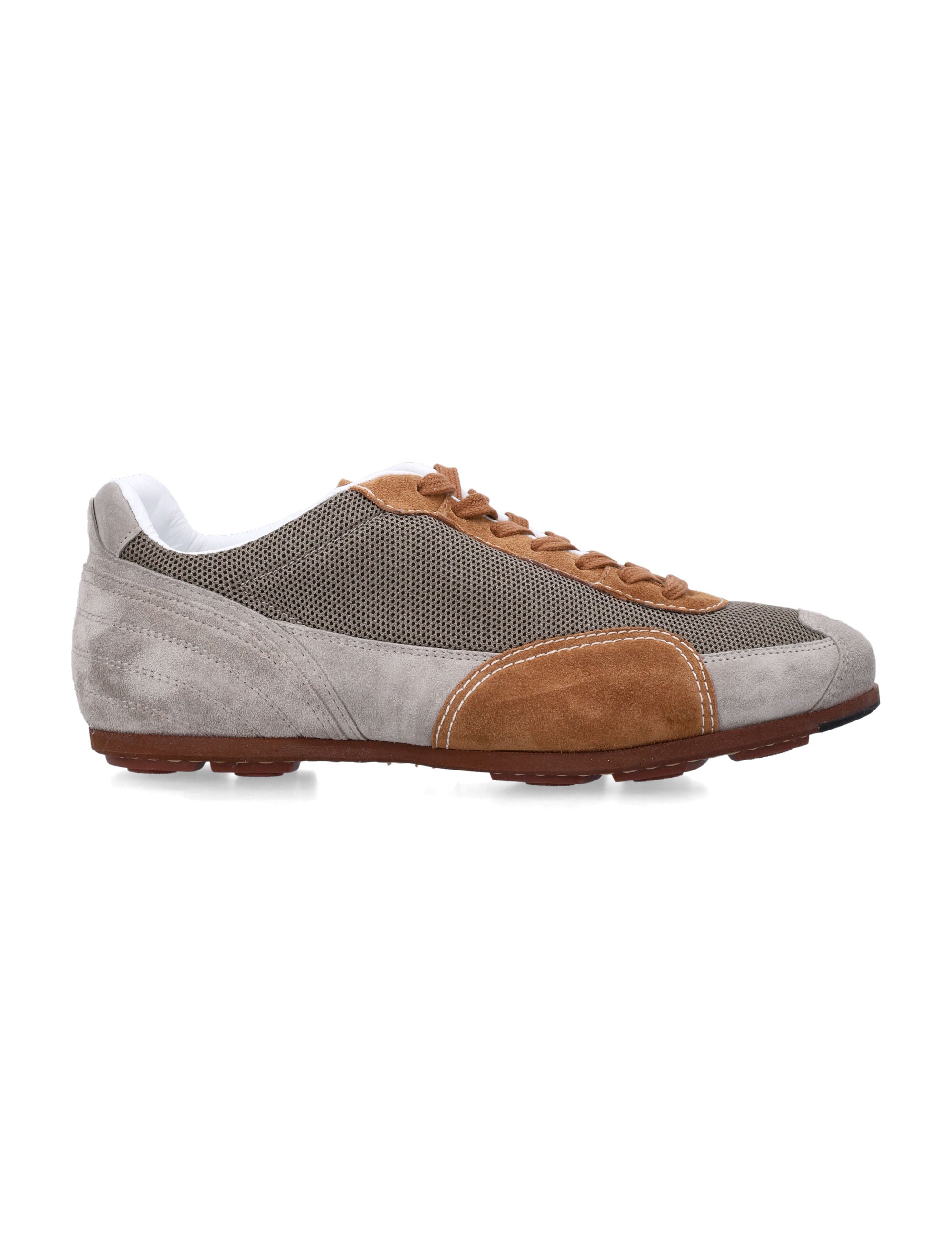 Pantofola Doro Thebe Magugu Undici Low Suede And Mesh Sneakers Taupe Marrone Upper