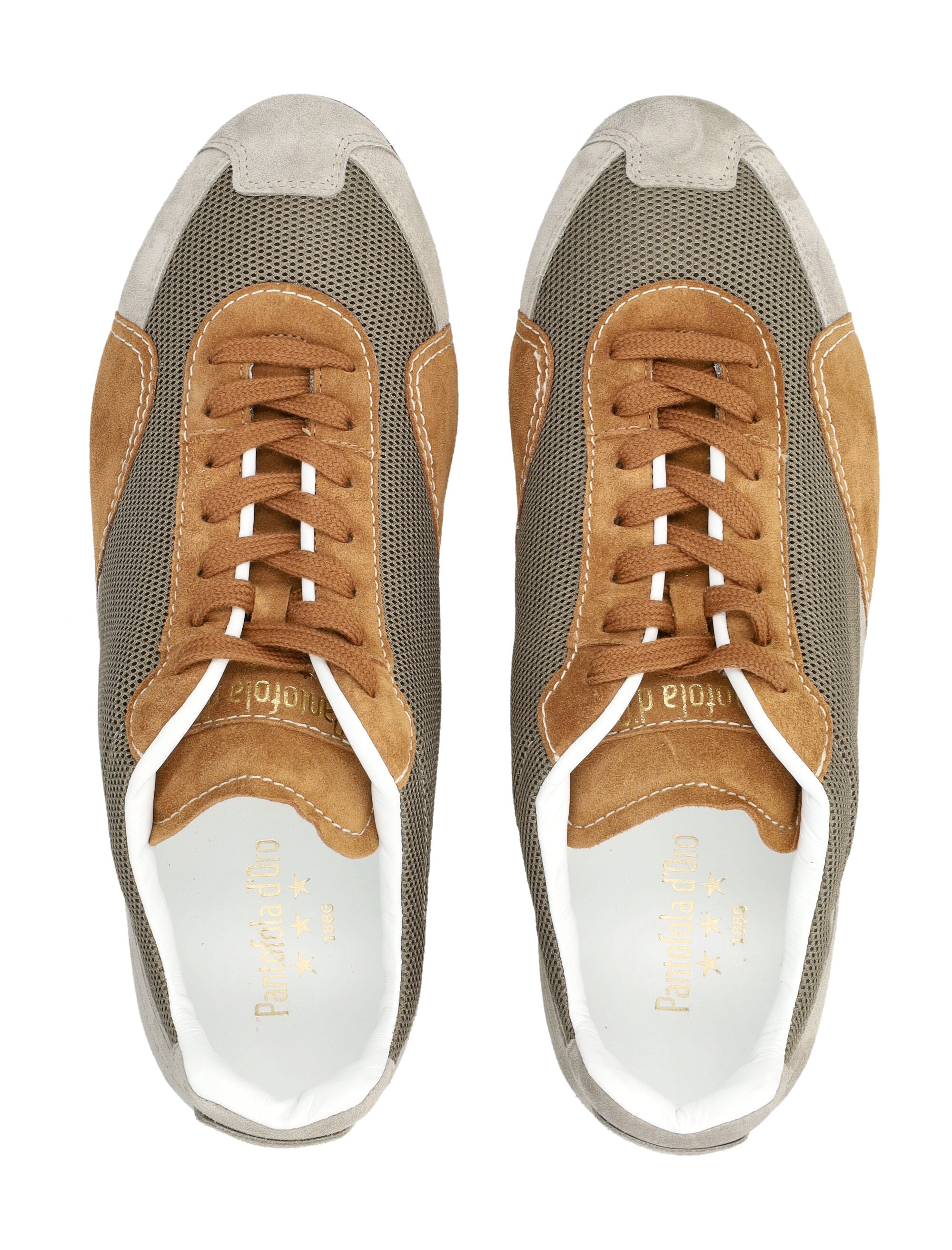 Pantofola Doro Thebe Magugu Undici Low Suede And Mesh Sneakers Taupe Marrone Upper