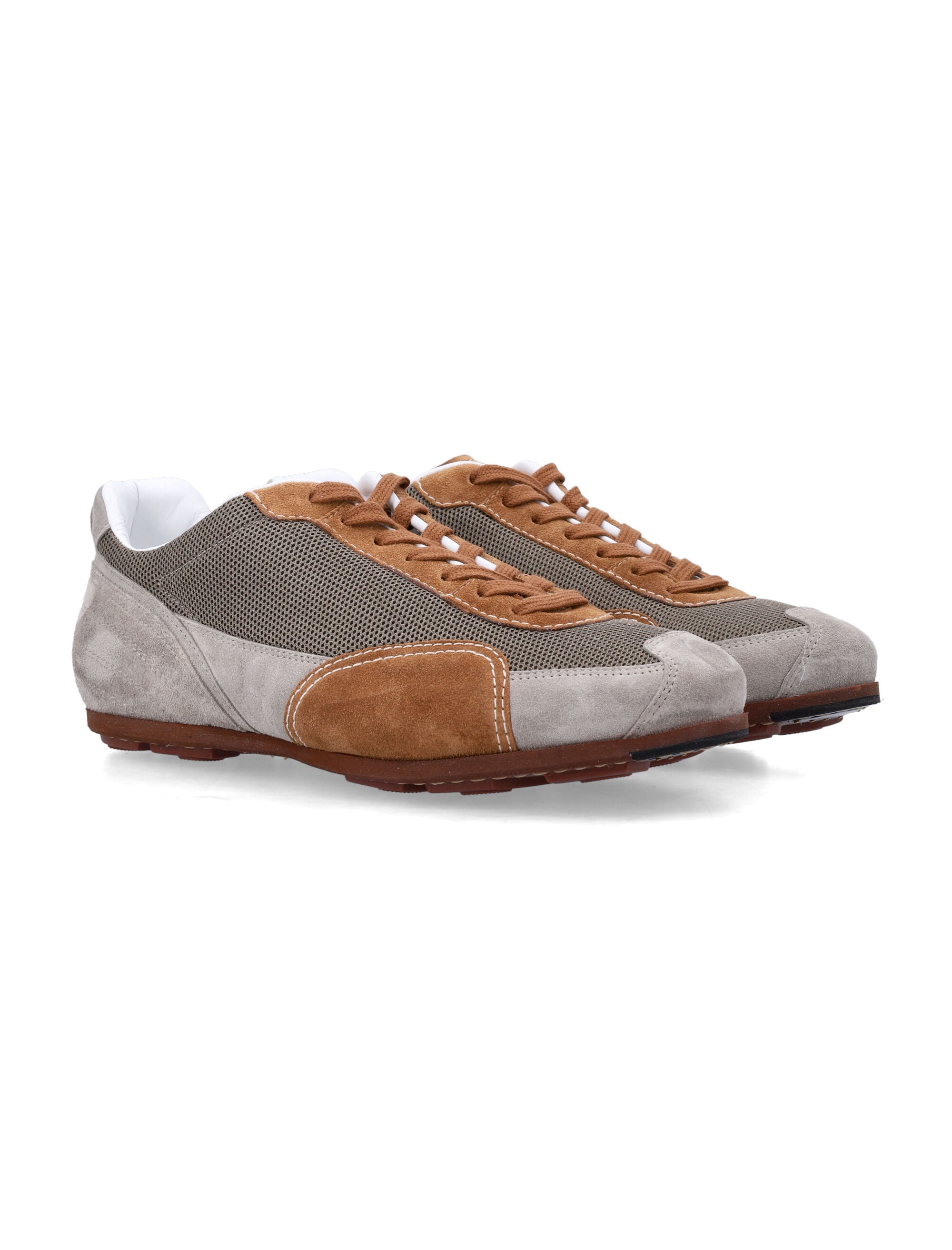Pantofola Doro Thebe Magugu Undici Low Suede And Mesh Sneakers Taupe Marrone Upper