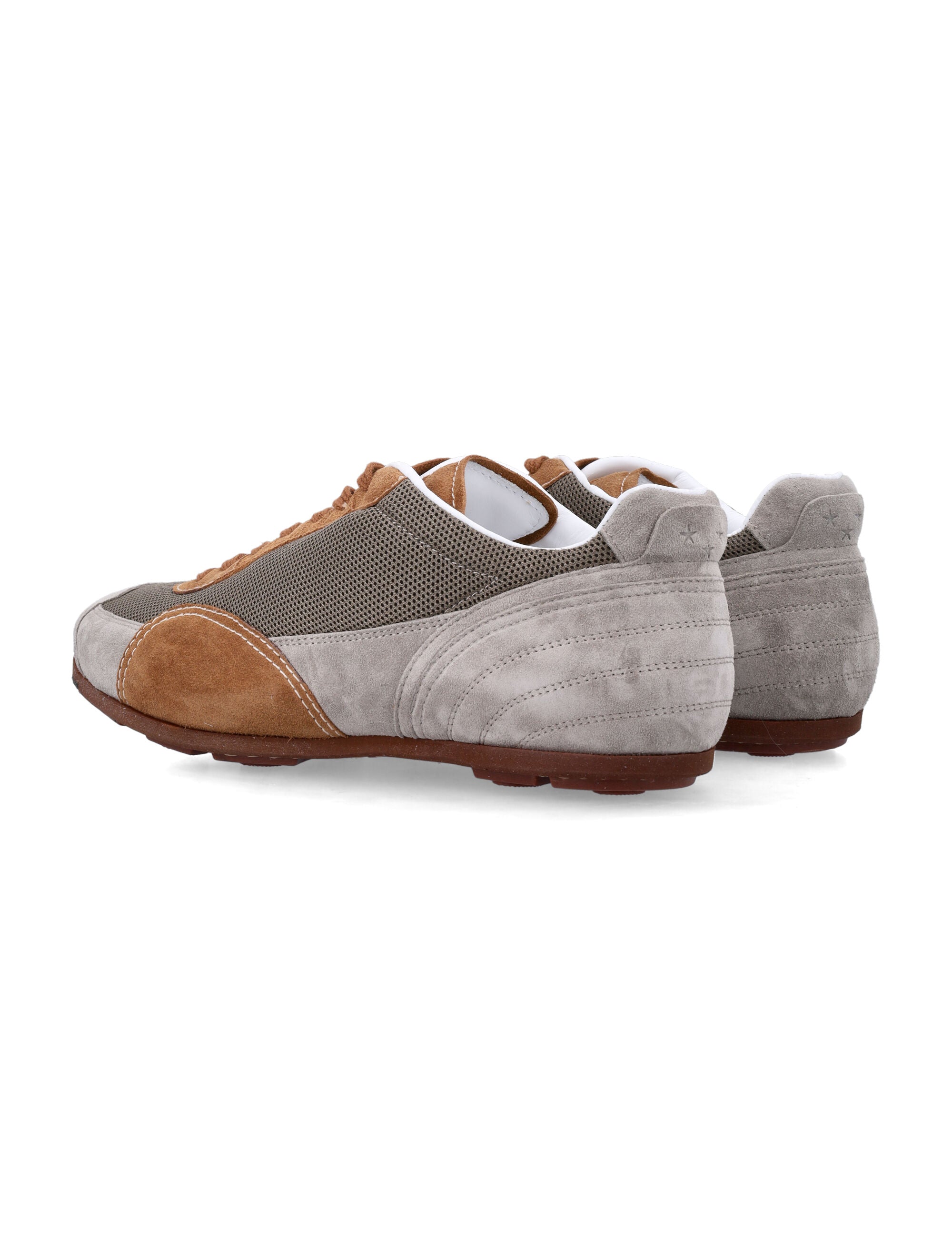 Pantofola Doro Thebe Magugu Undici Low Suede And Mesh Sneakers Taupe Marrone Upper