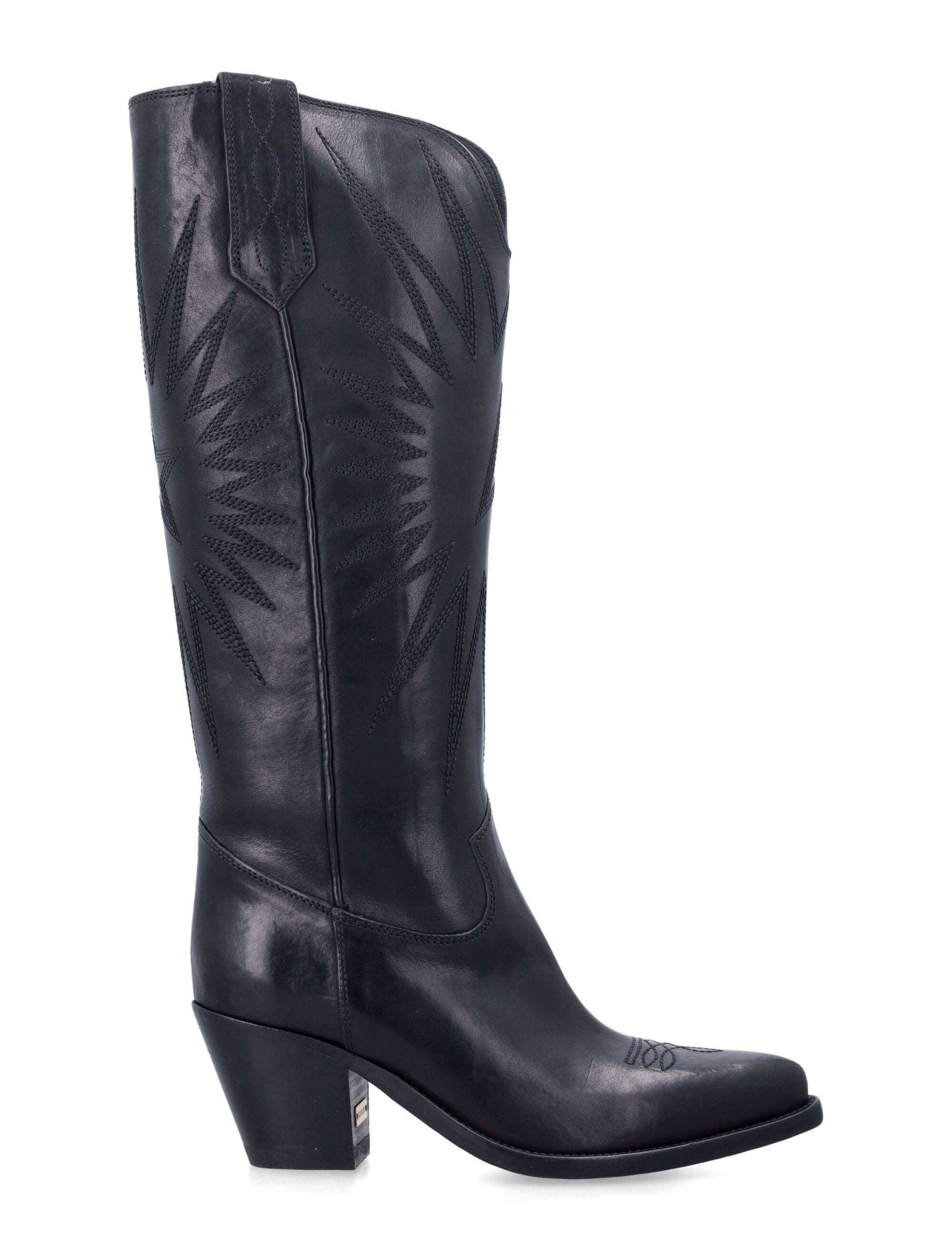 Golden Goose Wish Star black leather boots Upper