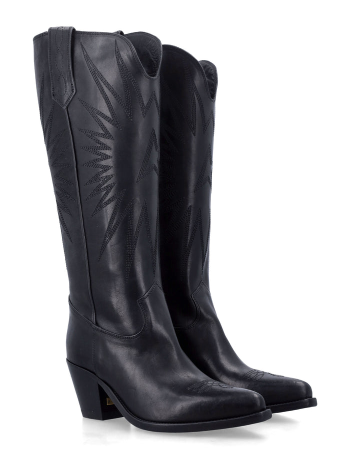 Golden Goose Wish Star black leather boots Upper