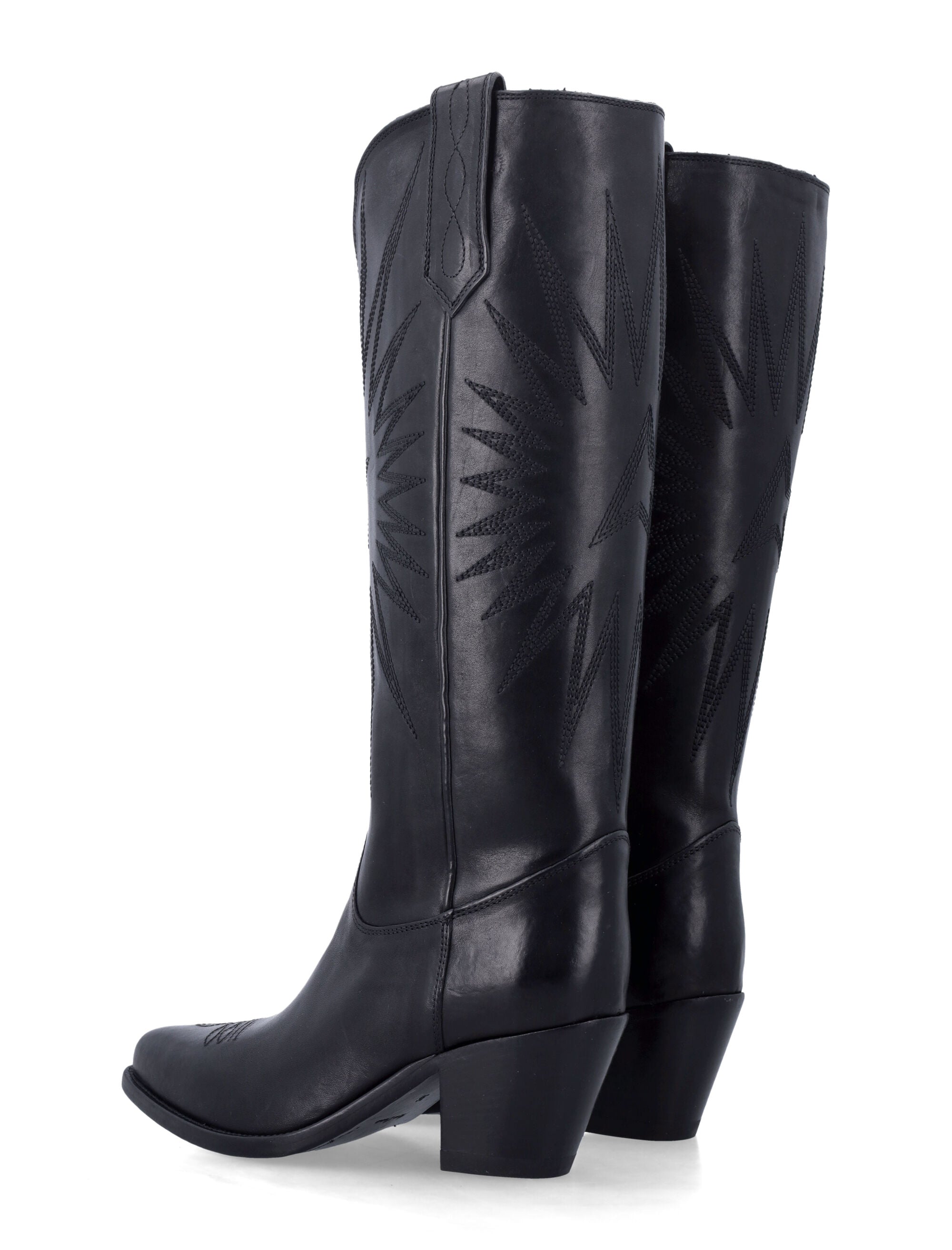 Golden Goose Wish Star black leather boots Upper