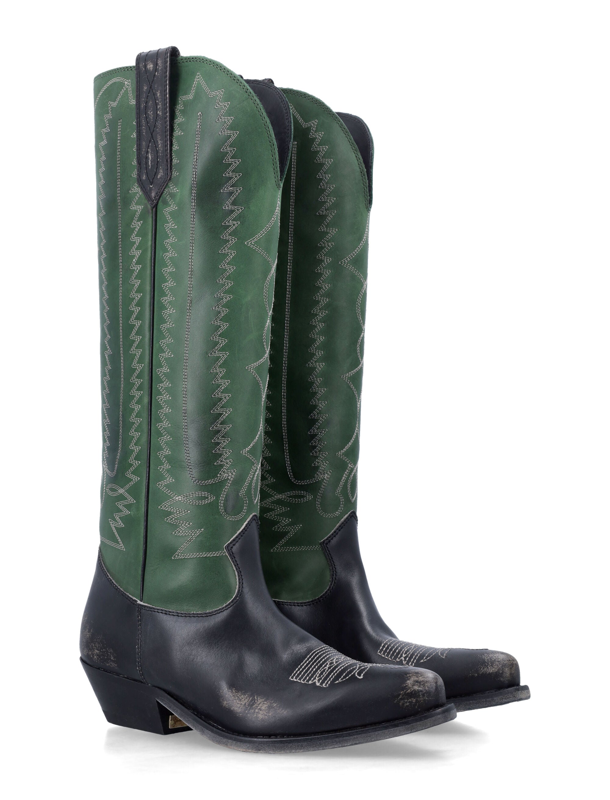 Golden Goose Wish Star leather boots Green Black Upper