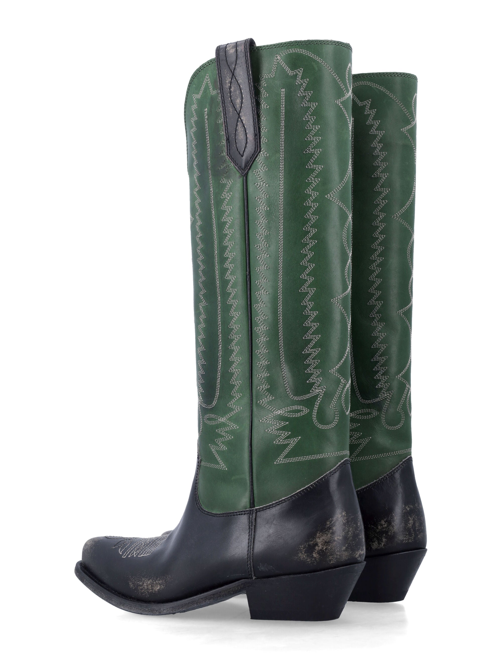 Golden Goose Wish Star leather boots Green Black Upper