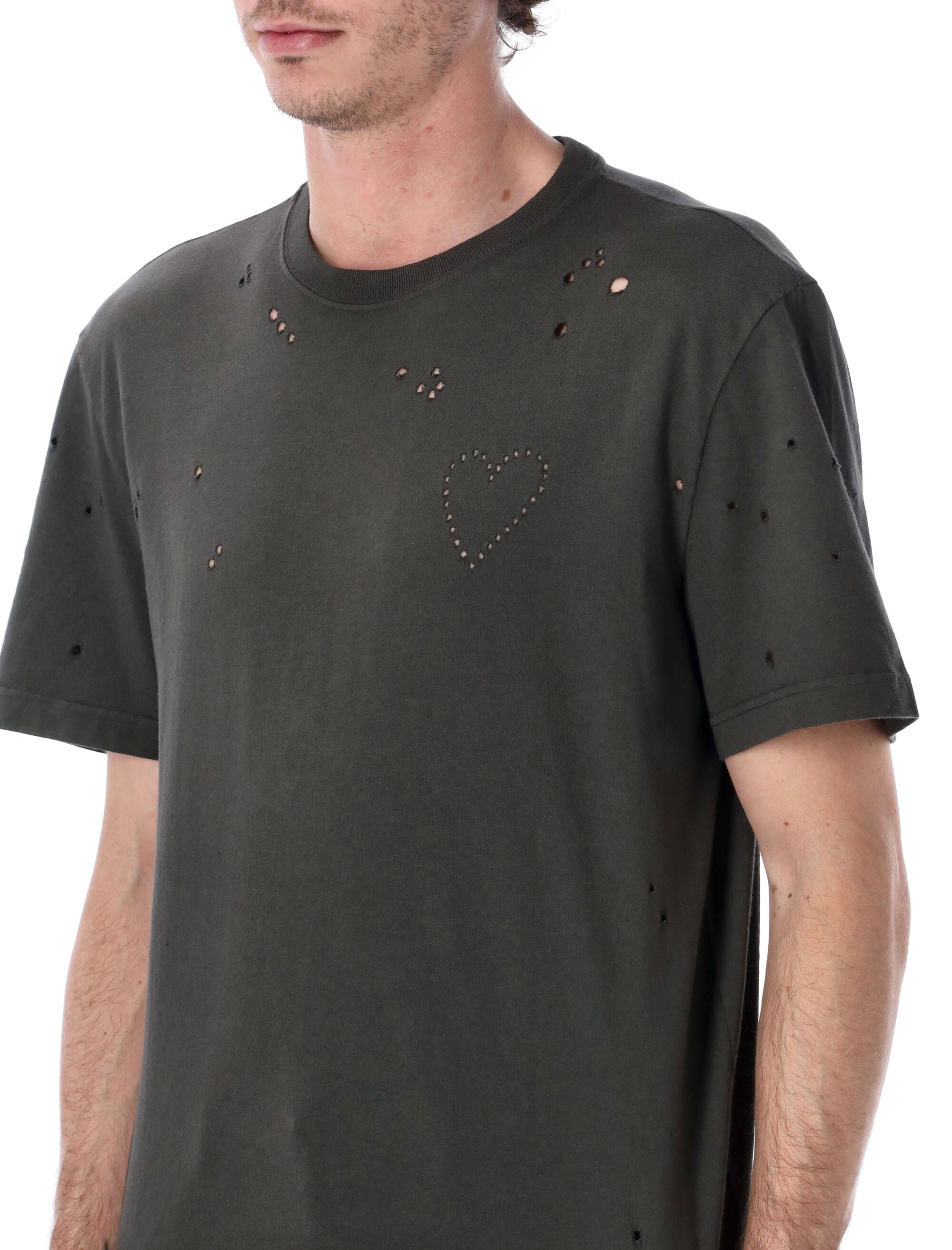 Golden Goose distressed heart t-shirt Antracite Cotton Tshirt