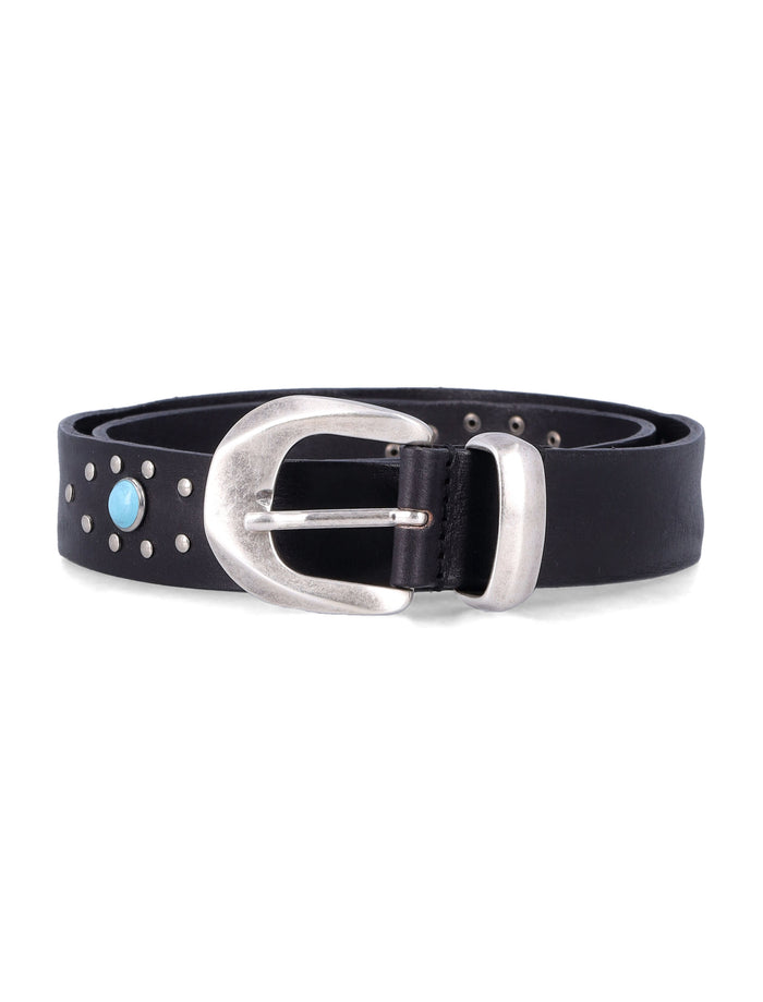 Mancini 1979 Alfred studded leather belt H 30 Nero