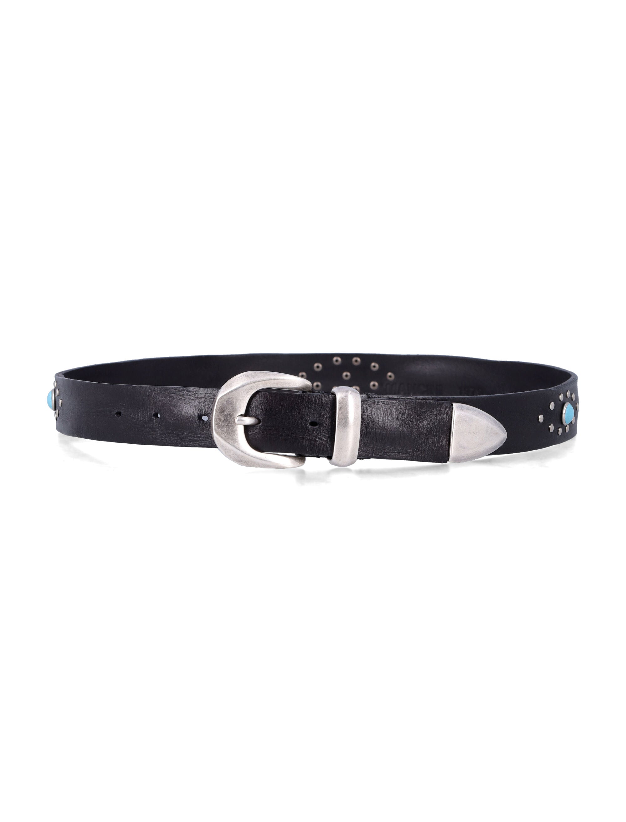 Mancini 1979 Alfred studded leather belt H 30 Nero