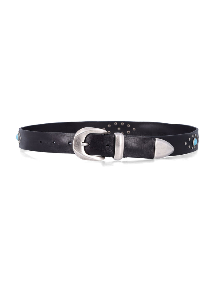 Mancini 1979 Alfred studded leather belt H 30 Nero