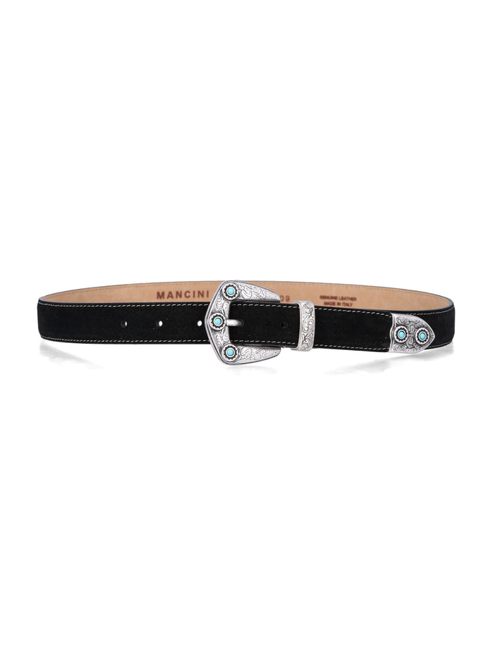 Mancini 1979 Calvin Suede Belt H 25 Nero Leather