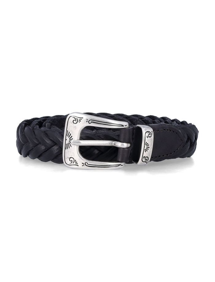 Mancini 1979 Sophia braided leather belt Black