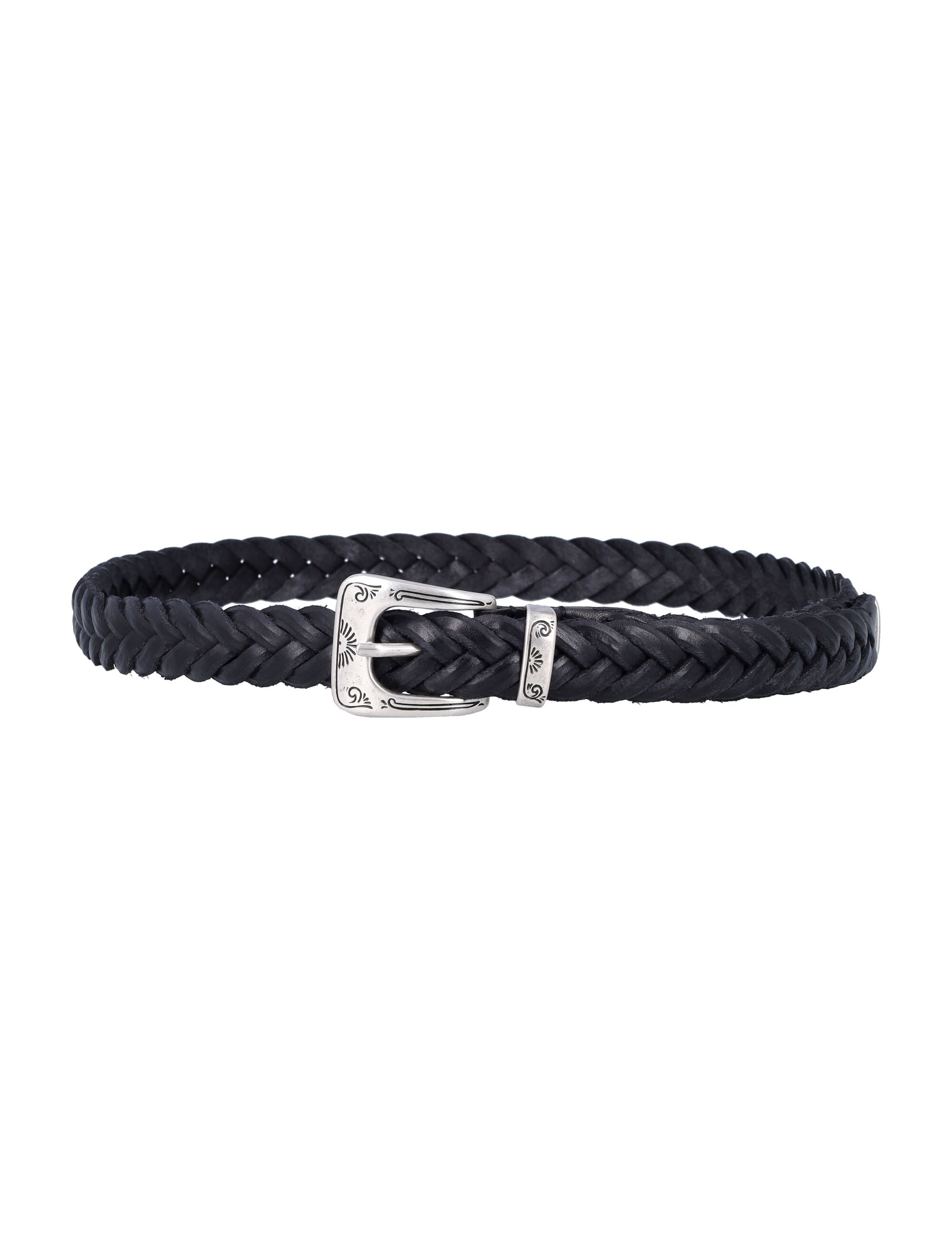 Mancini 1979 Sophia braided leather belt Black